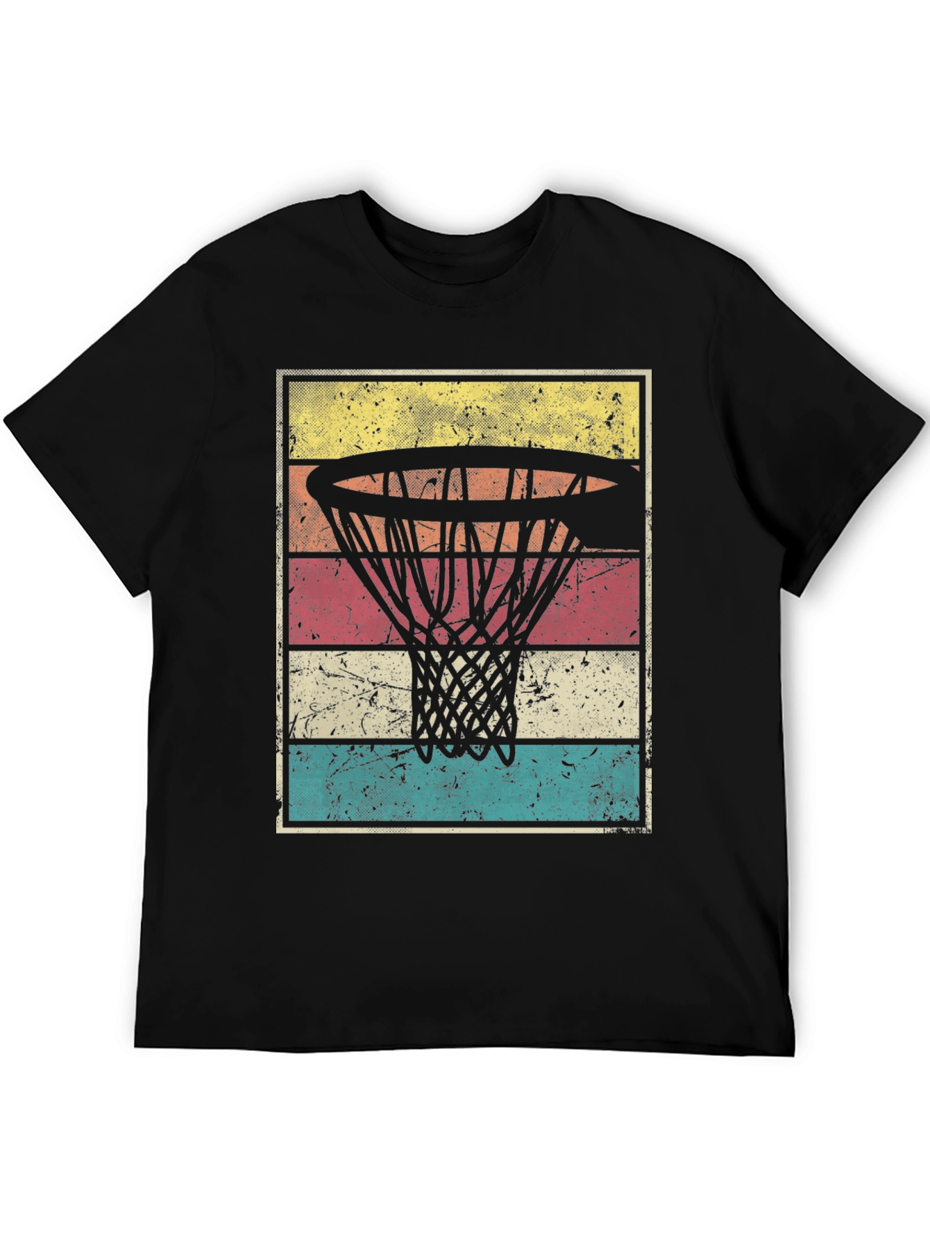Black Retro Basketball Hoop Graphic T-Shirt view 5