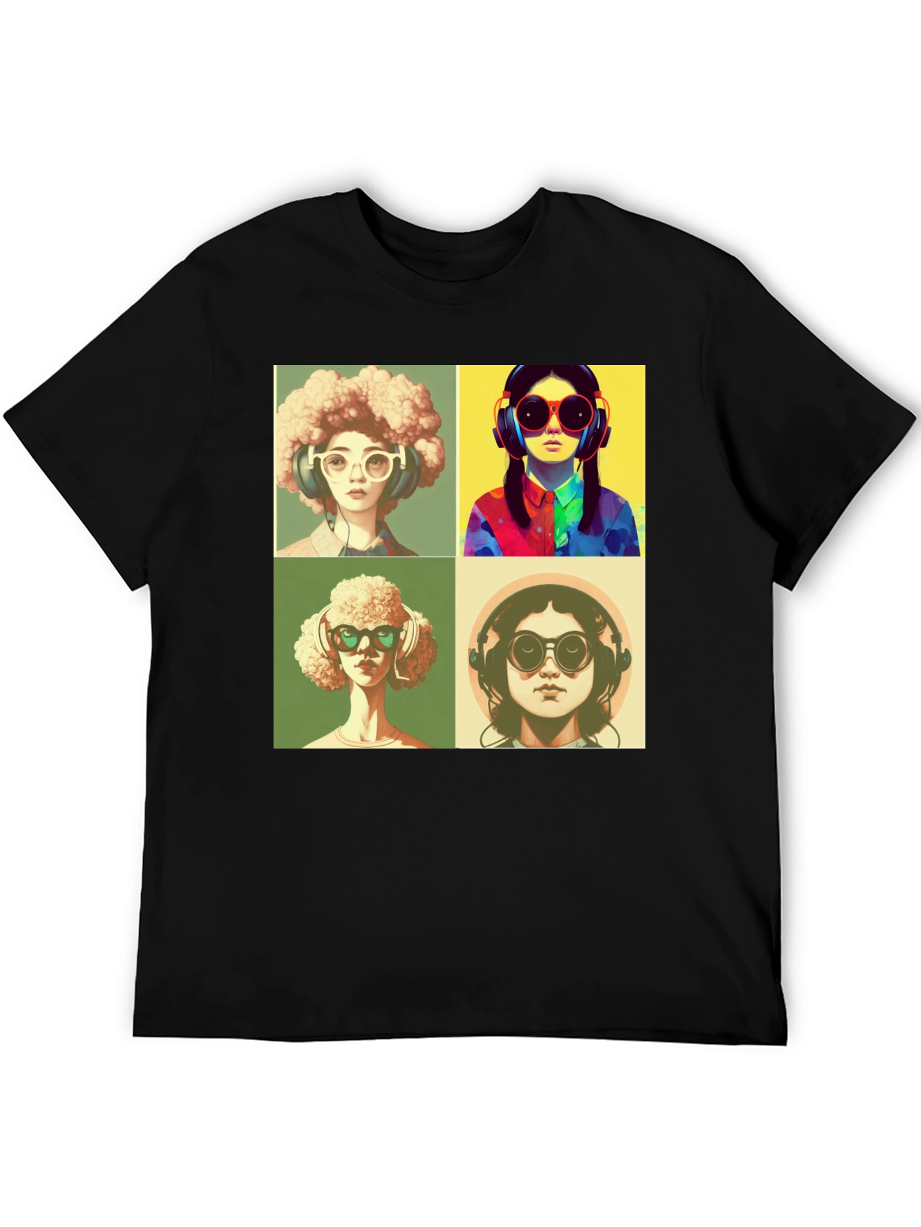 Black Retro Pop Art T-Shirt - Music Lover Fashion view 5