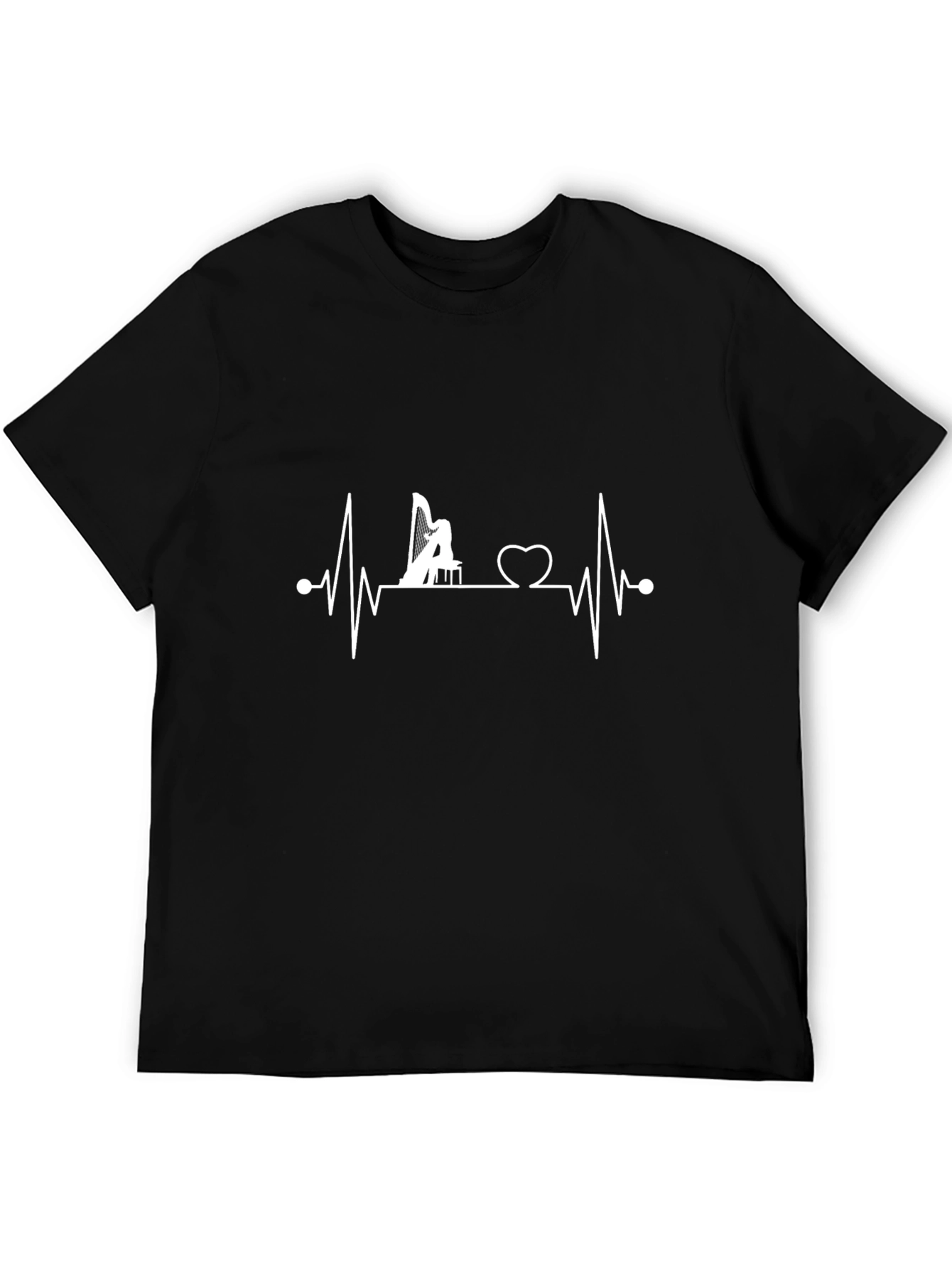 Black Harp Heartbeat Graphic Tee - Music Lover's T-Shirt view 5