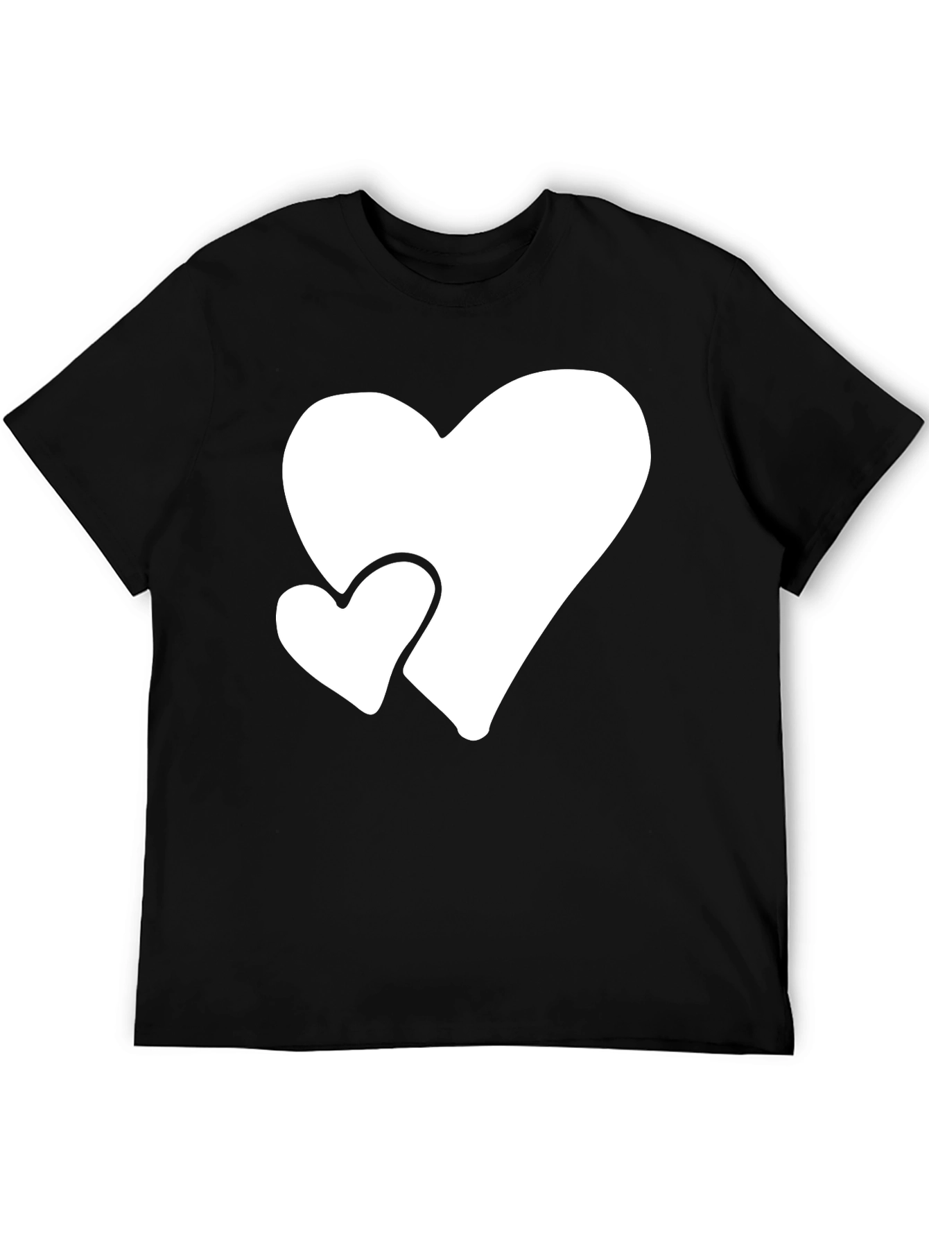Black Black T-Shirt with White Hearts view 5