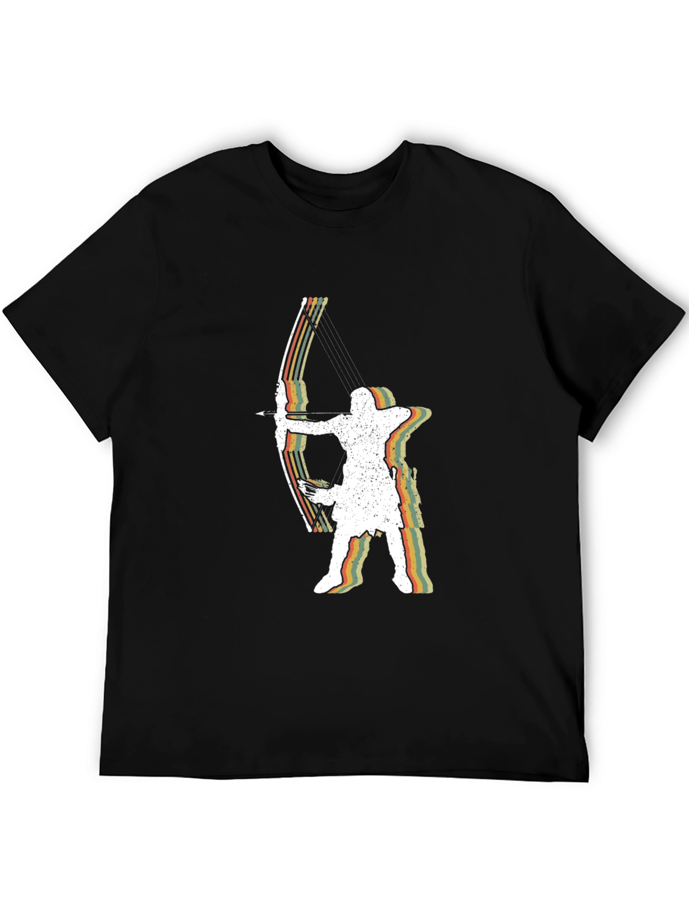 Black Retro Archer Graphic Tee - Black Cotton T-Shirt view 5
