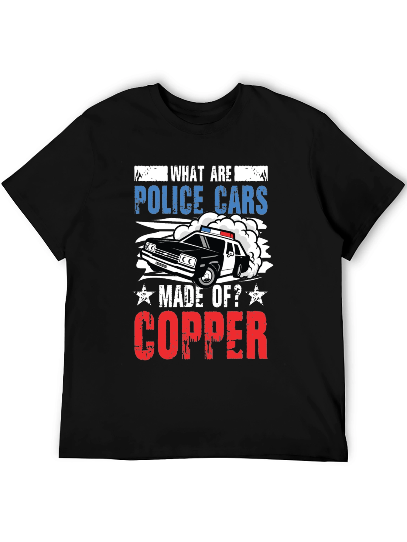 Black Police Car Humor Graphic T-Shirt view 5