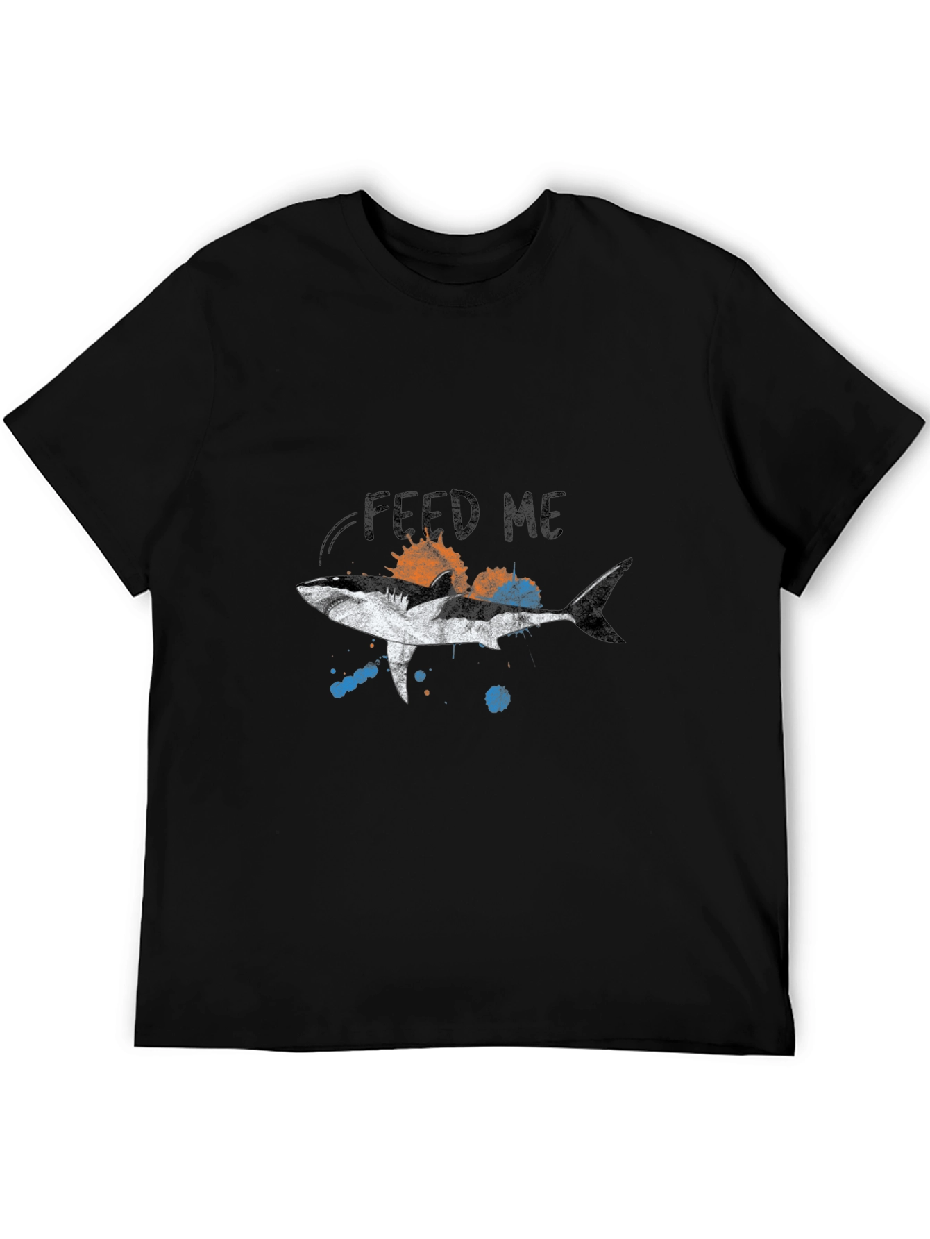 Black Feed Me Shark Graphic Tee - Black view 5