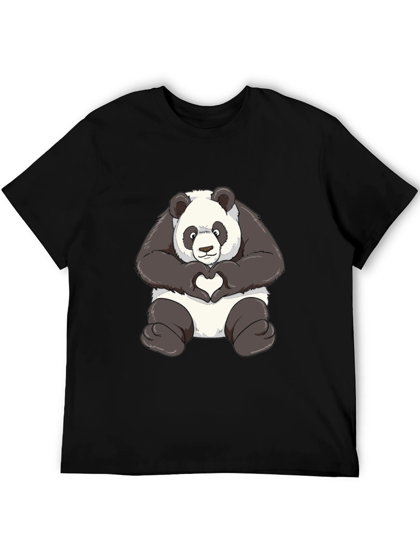 Black Panda Heart Hands Graphic T-Shirt - Black view 5