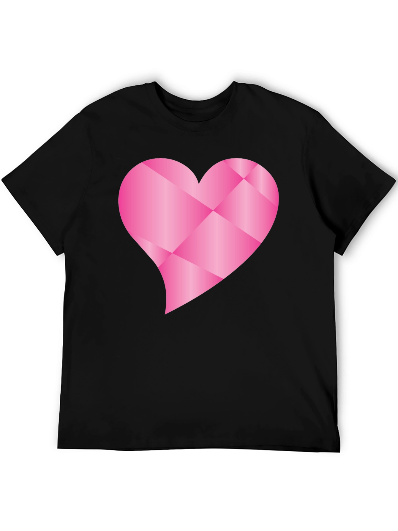 Black Geometric Pink Heart Graphic Black T-Shirt view 5