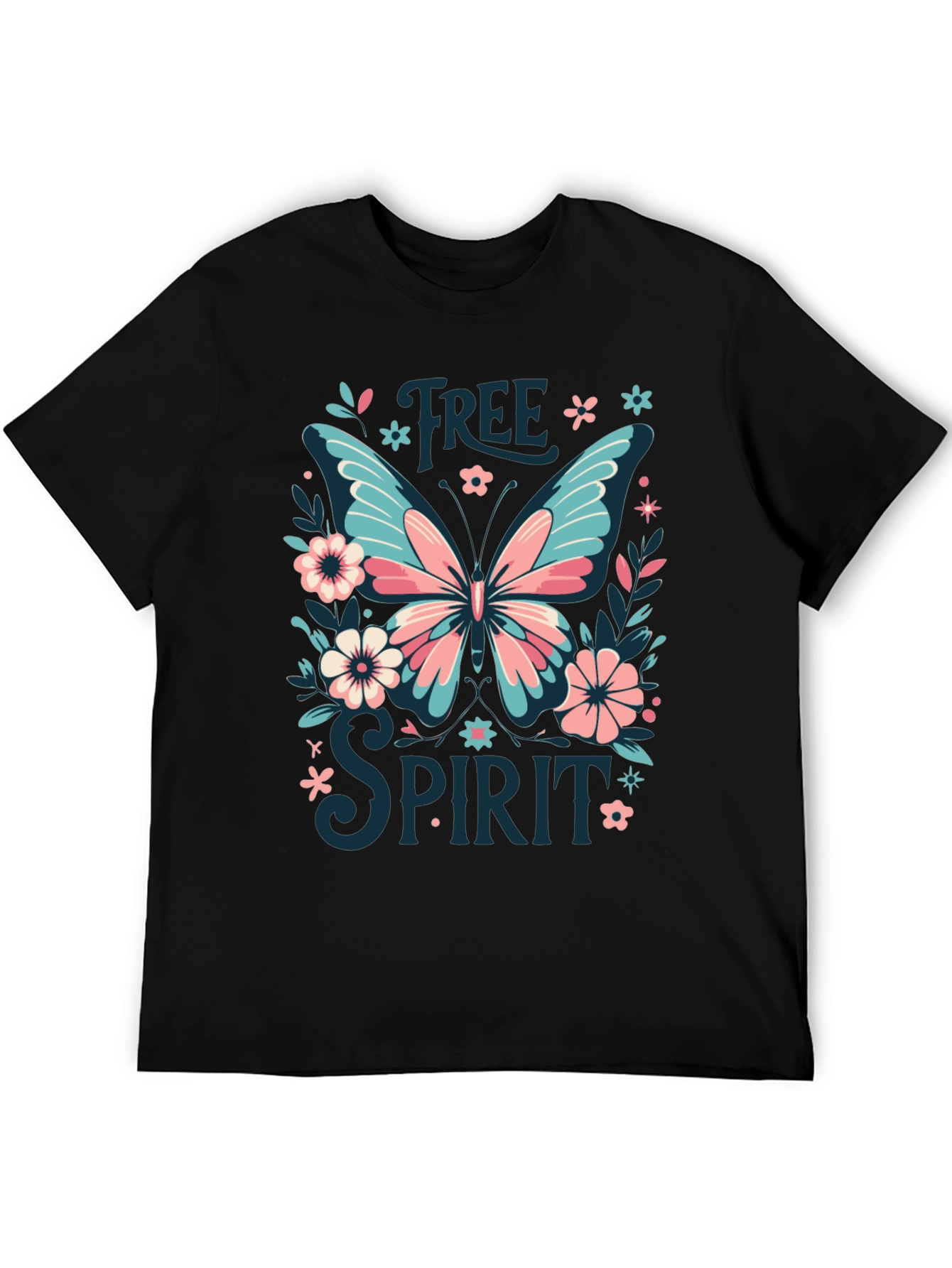 Black Free Spirit Butterfly Graphic Tee - Black view 5
