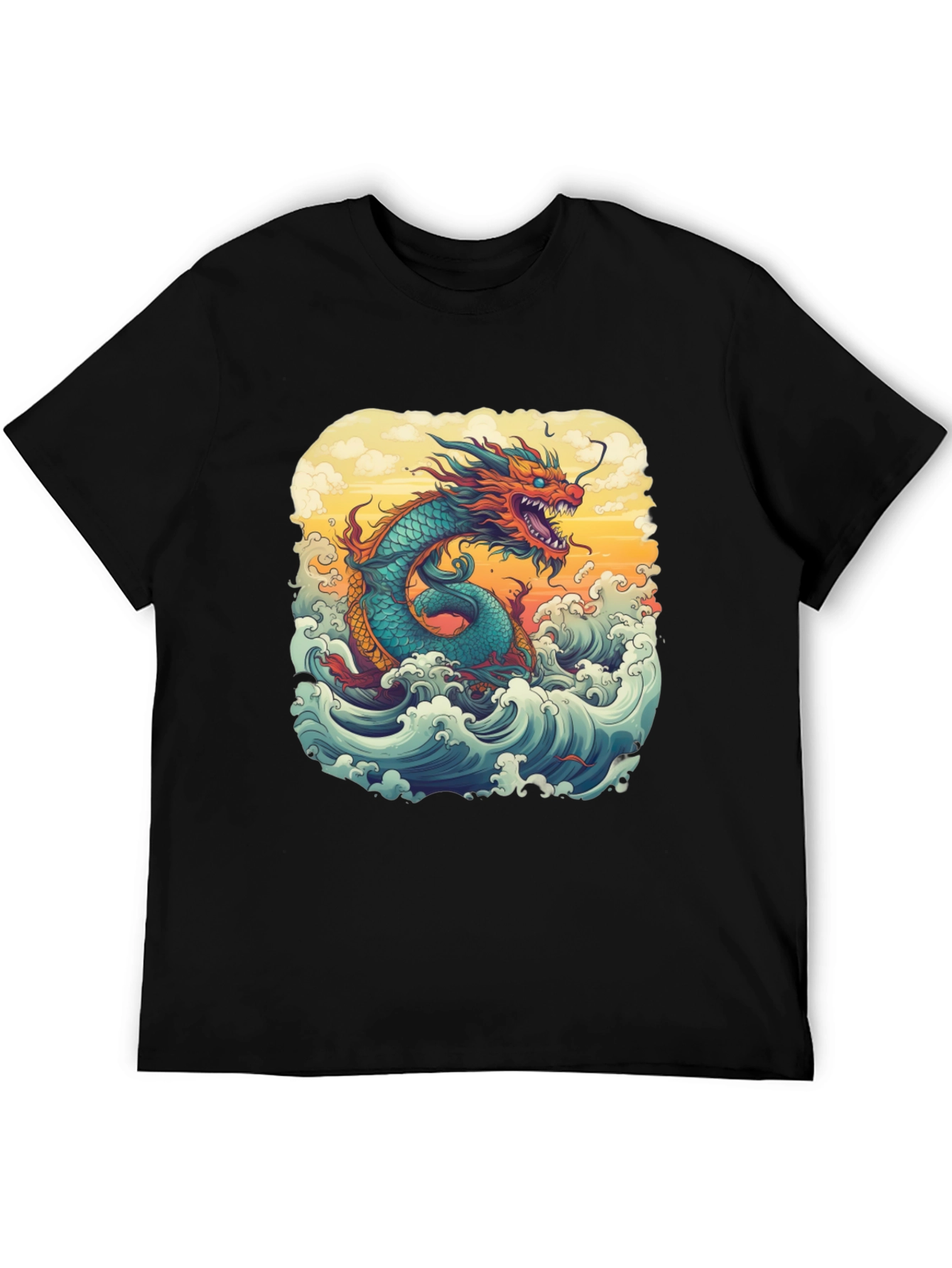 Black Dragon Wave Graphic Tee - Unique Design view 5