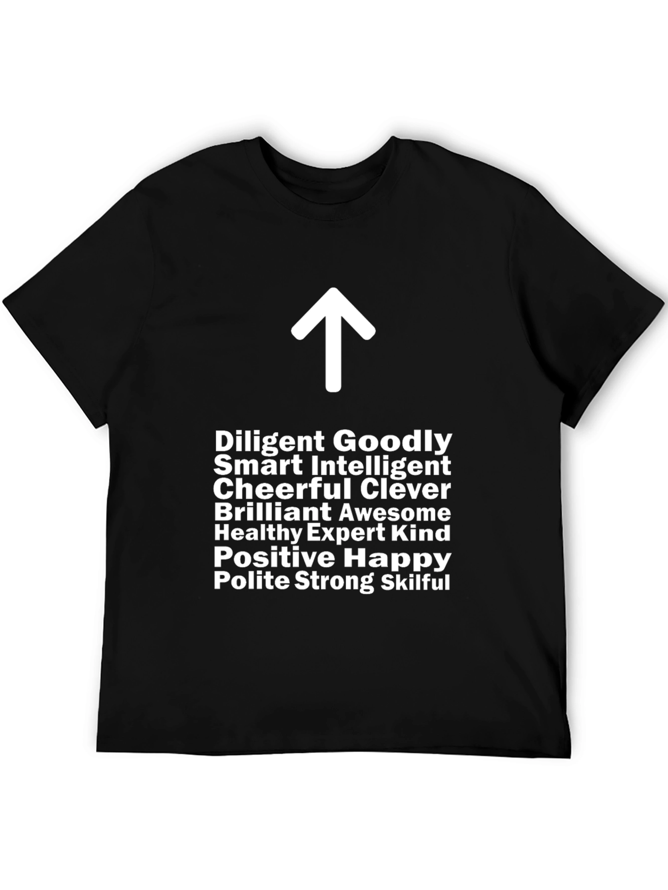 Black Positive Vibes T-Shirt - Upward Arrow Design view 5