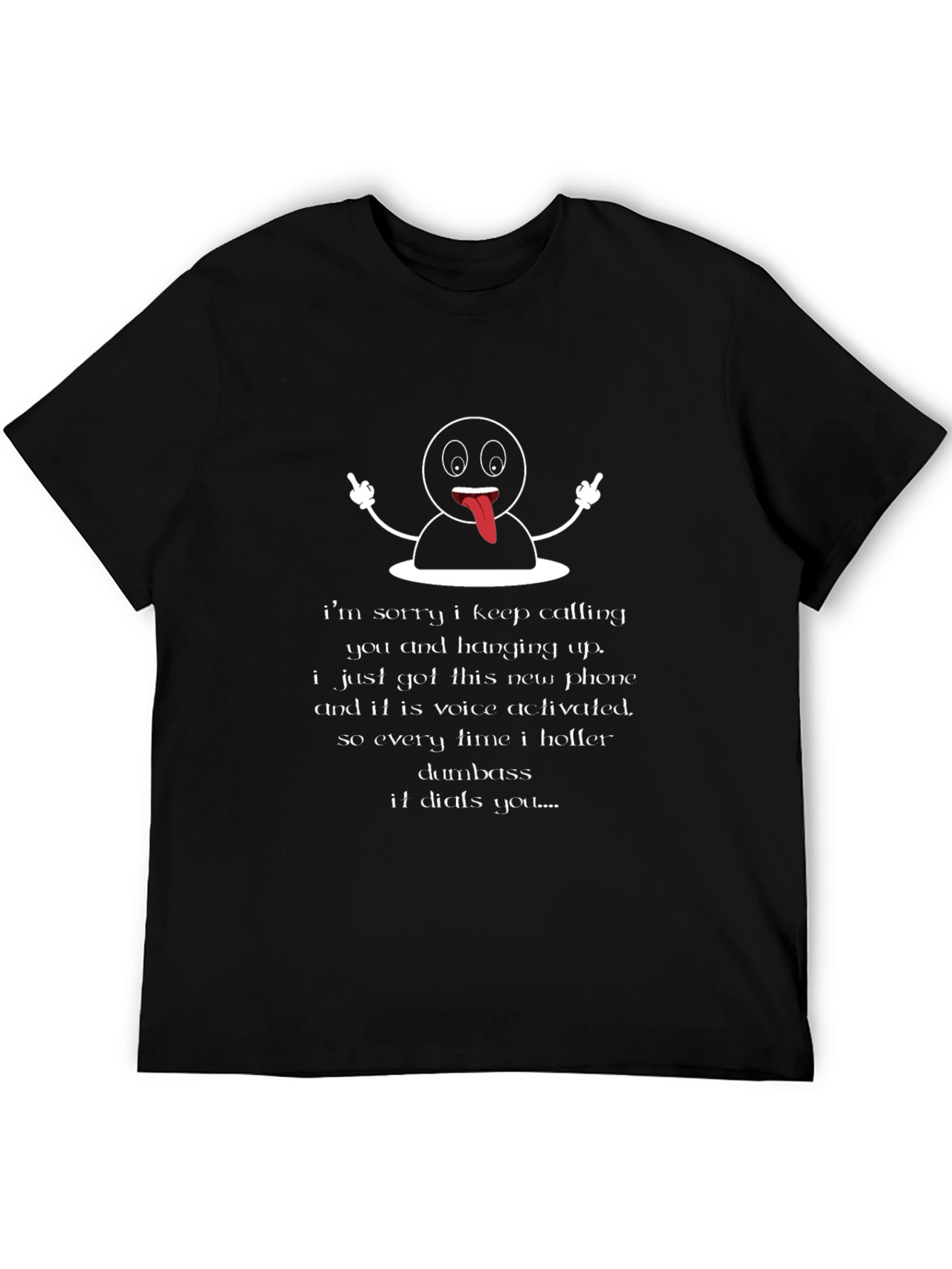 Black Funny T-Shirt: Voice Activated Phone view 5