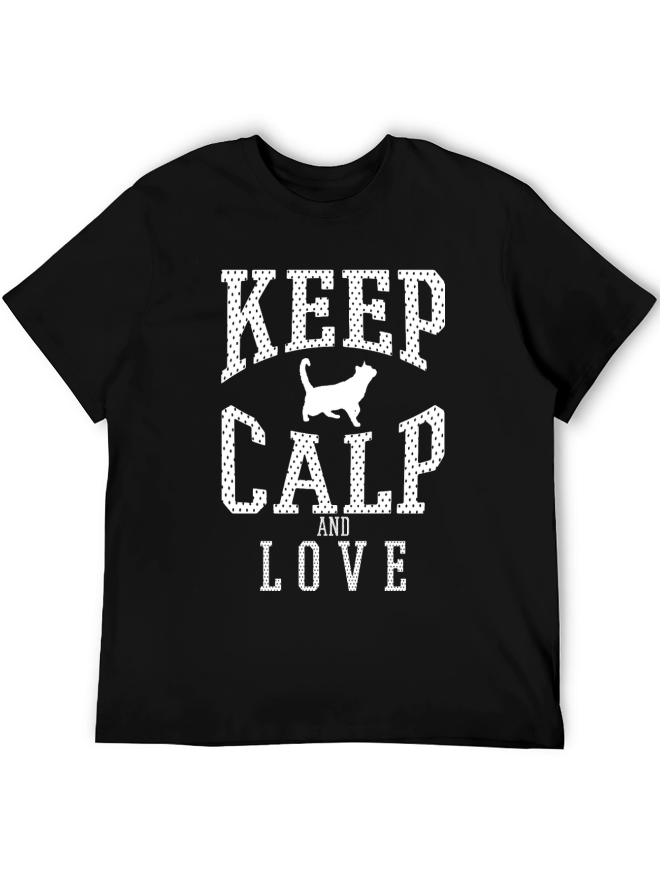 Black Keep Calp and Love Cat Graphic T-Shirt view 5