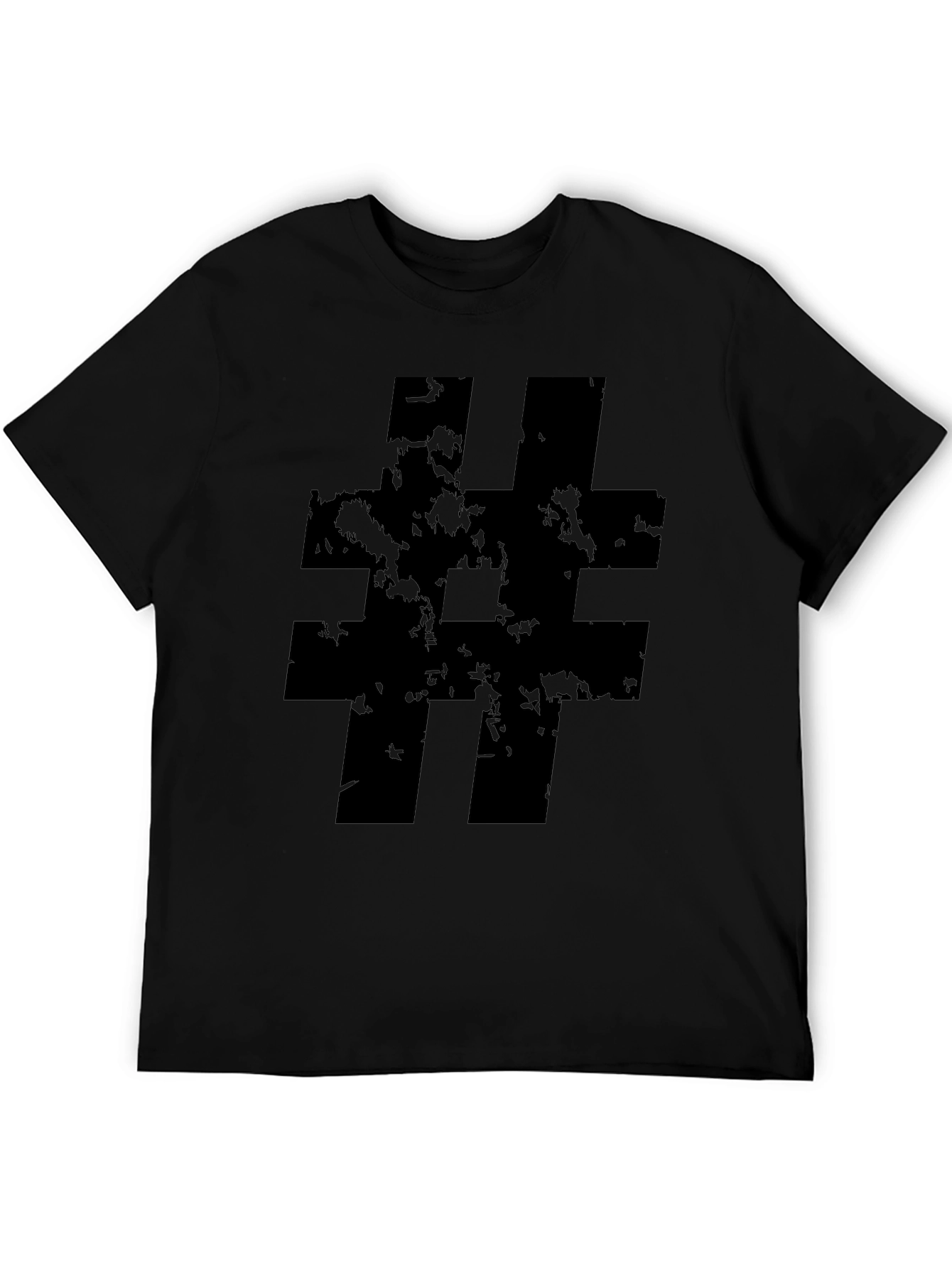Black Distressed Hashtag Graphic Tee - Black Casual Shirt view 5
