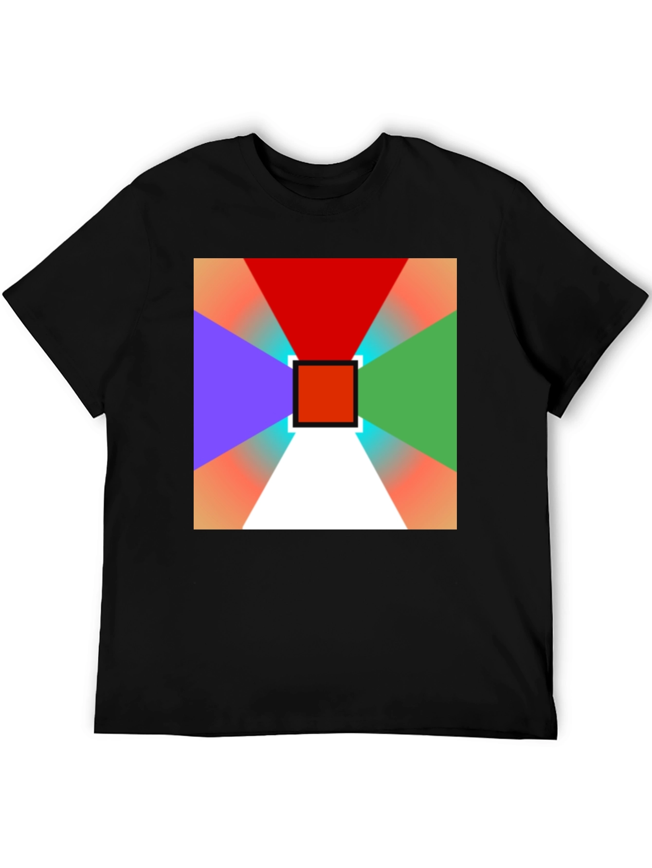 Black Geometric Prism T-Shirt: Vivid Colors, Modern Design view 5