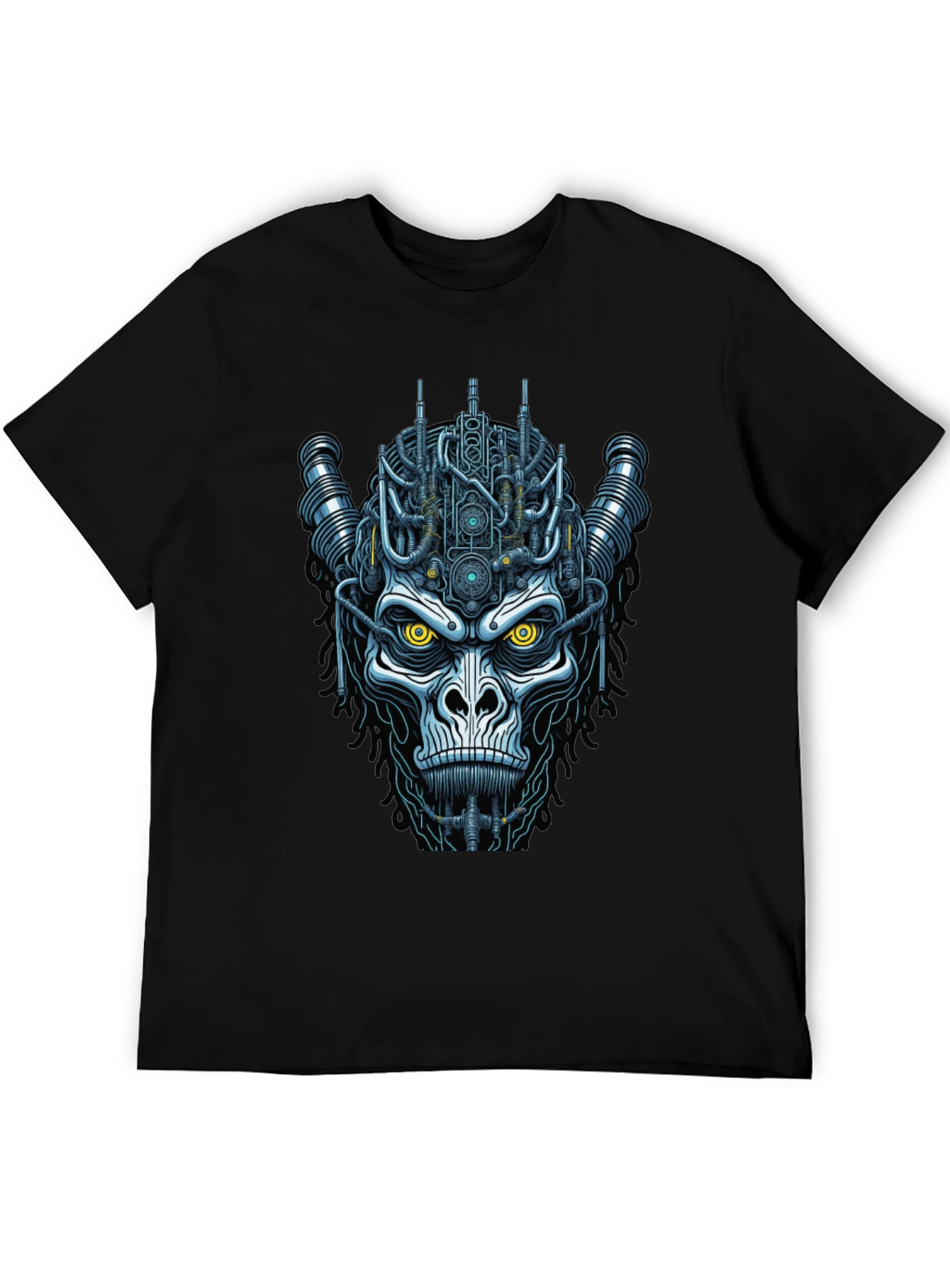 Black Cyberpunk Gorilla Graphic Tee - Unique Sci-Fi Design view 5