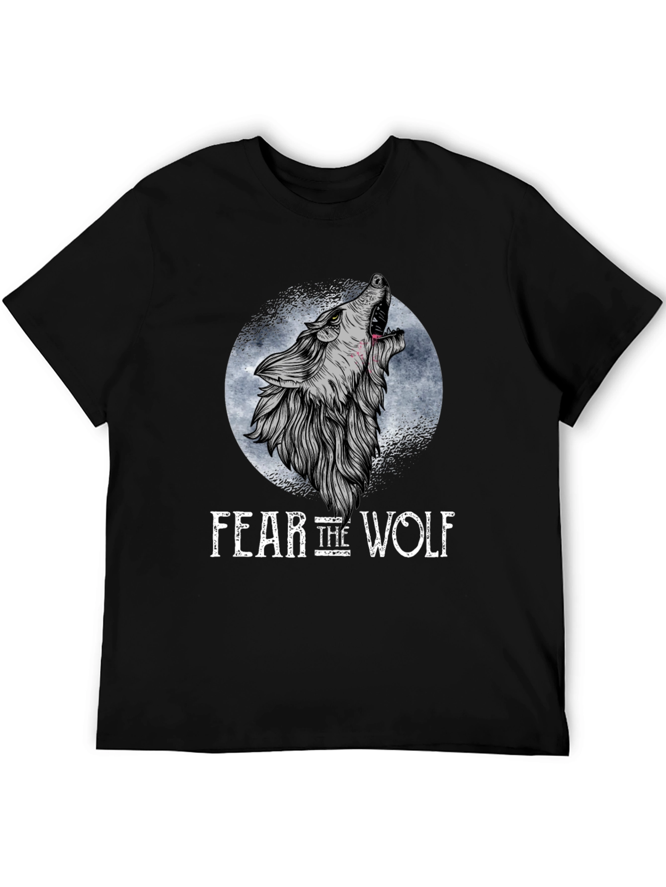 Black Fear the Wolf Graphic T-Shirt - Black Wolf Design view 5