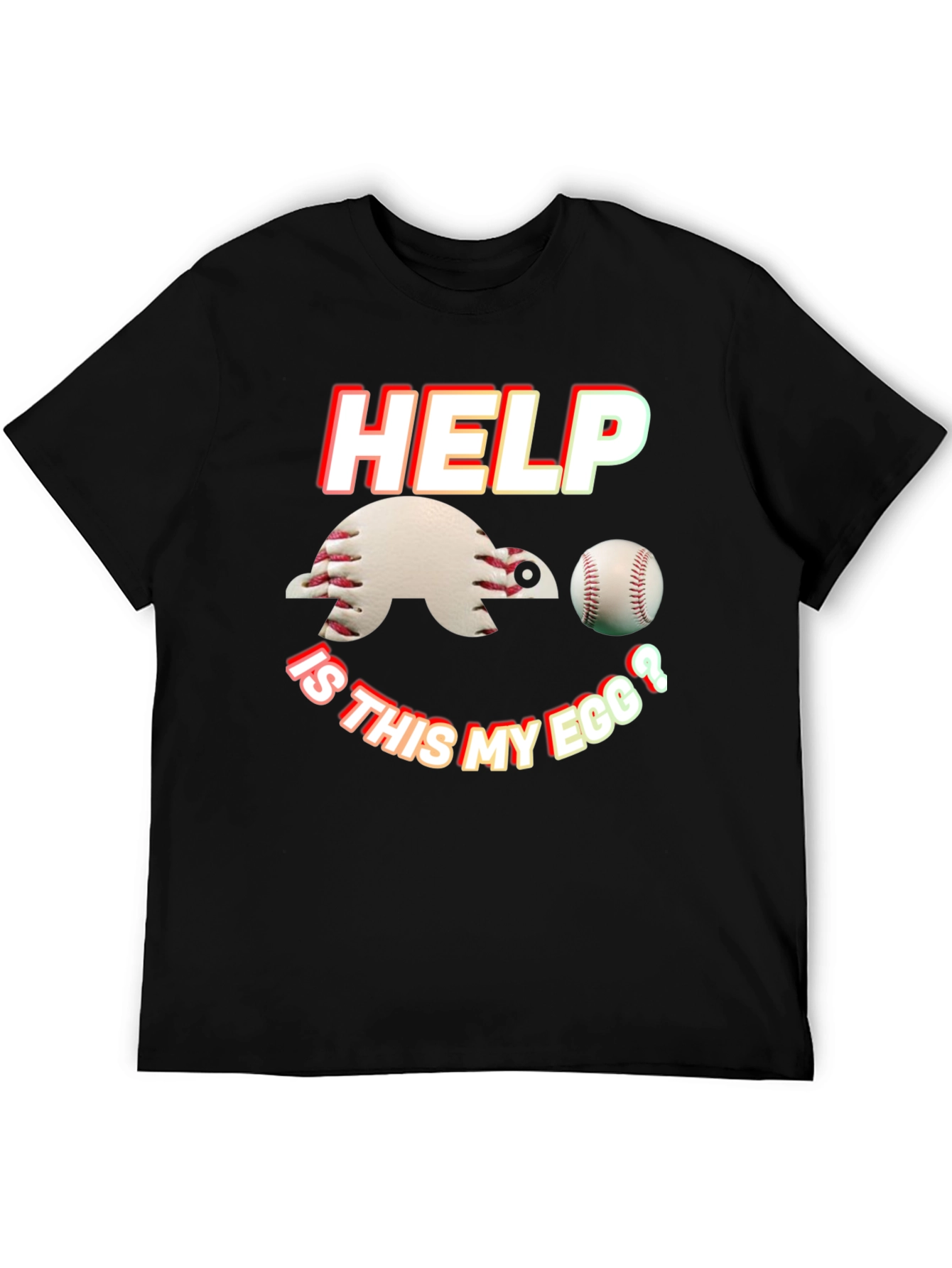 Black Baseball Turtle T-Shirt - Help, Is This My Egg? view 5