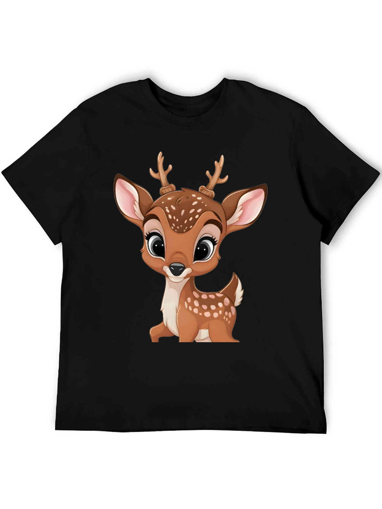 Black Cute Cartoon Deer Graphic T-Shirt view 5