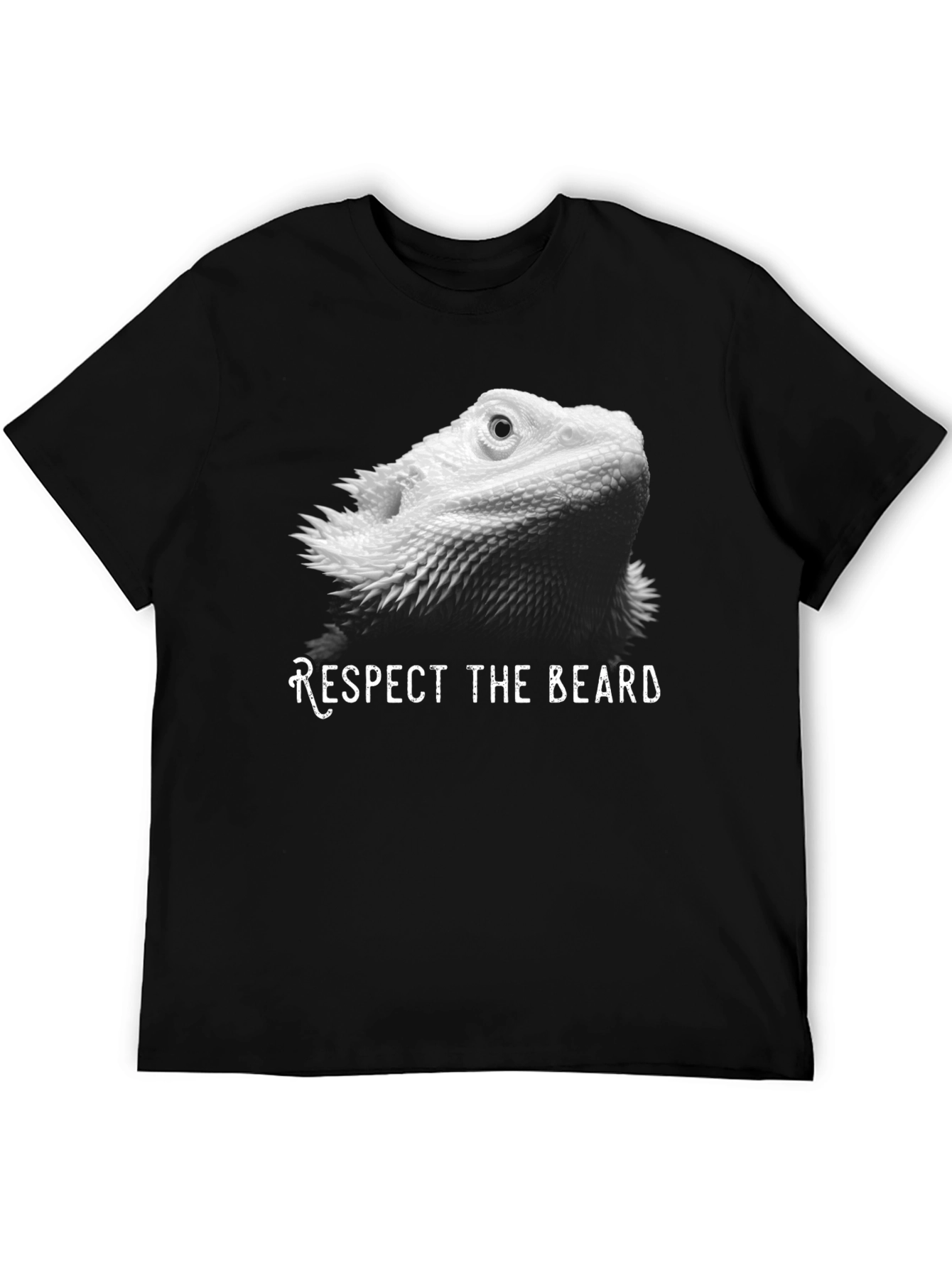 Black Respect the Beard Bearded Dragon Lizard T-Shirt view 5