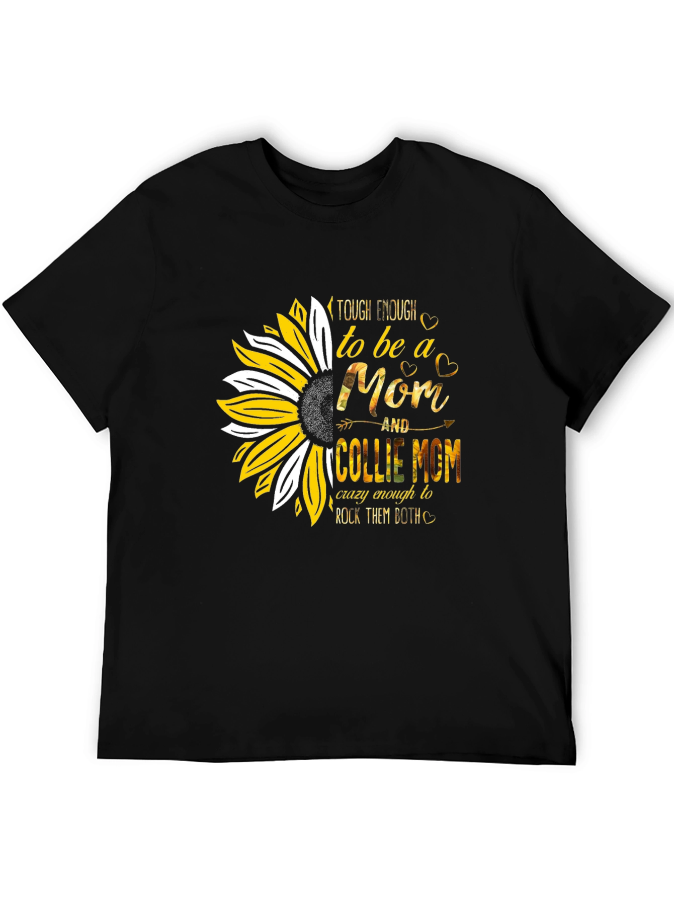 Black Sunflower Collie Mom T-Shirt - Cute Dog Lover Tee view 5