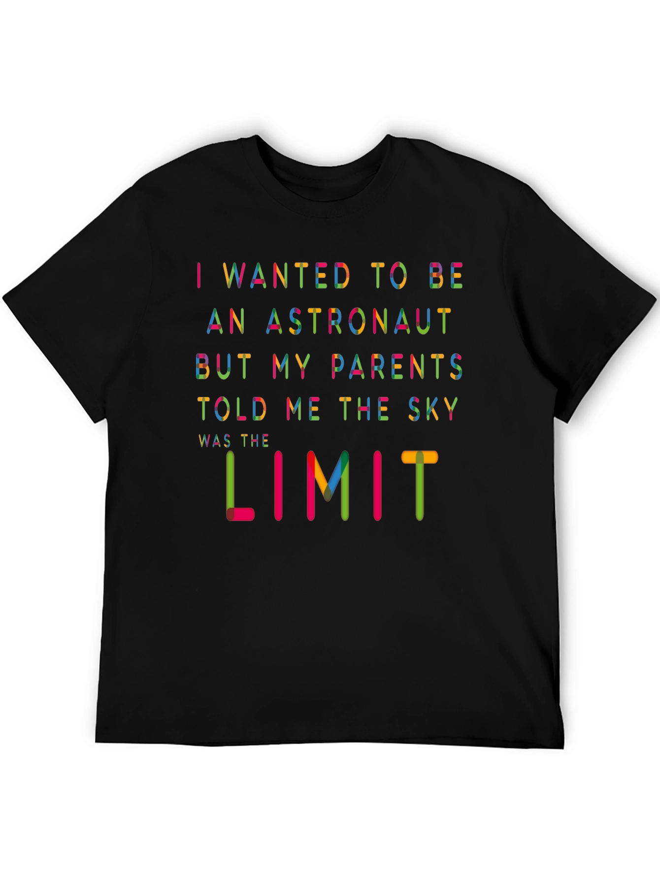 Black Astronaut Sky Limit Graphic Tee - Black Cotton T-Shirt view 5