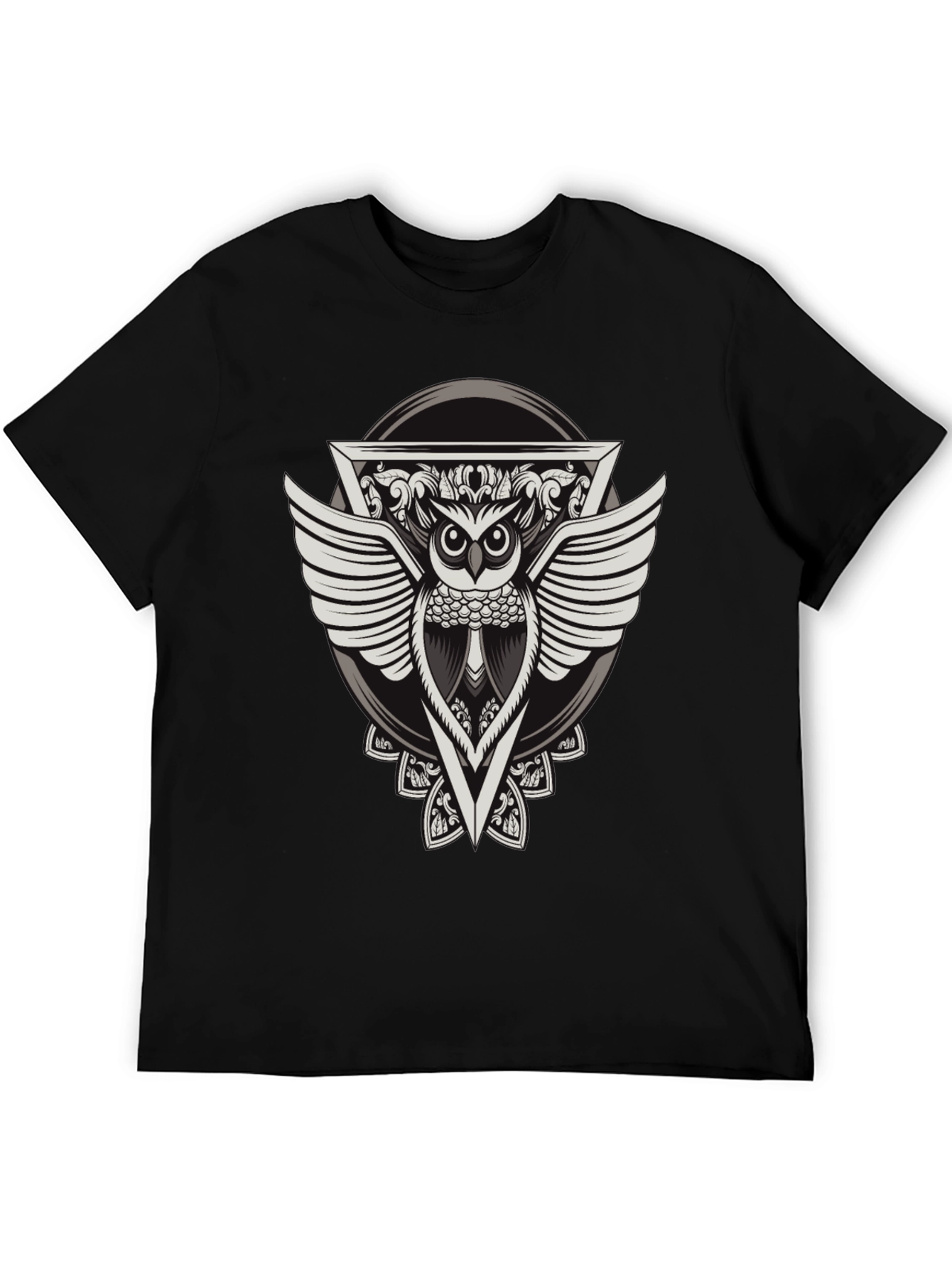 Black Owl Graphic Print Black T-Shirt view 5