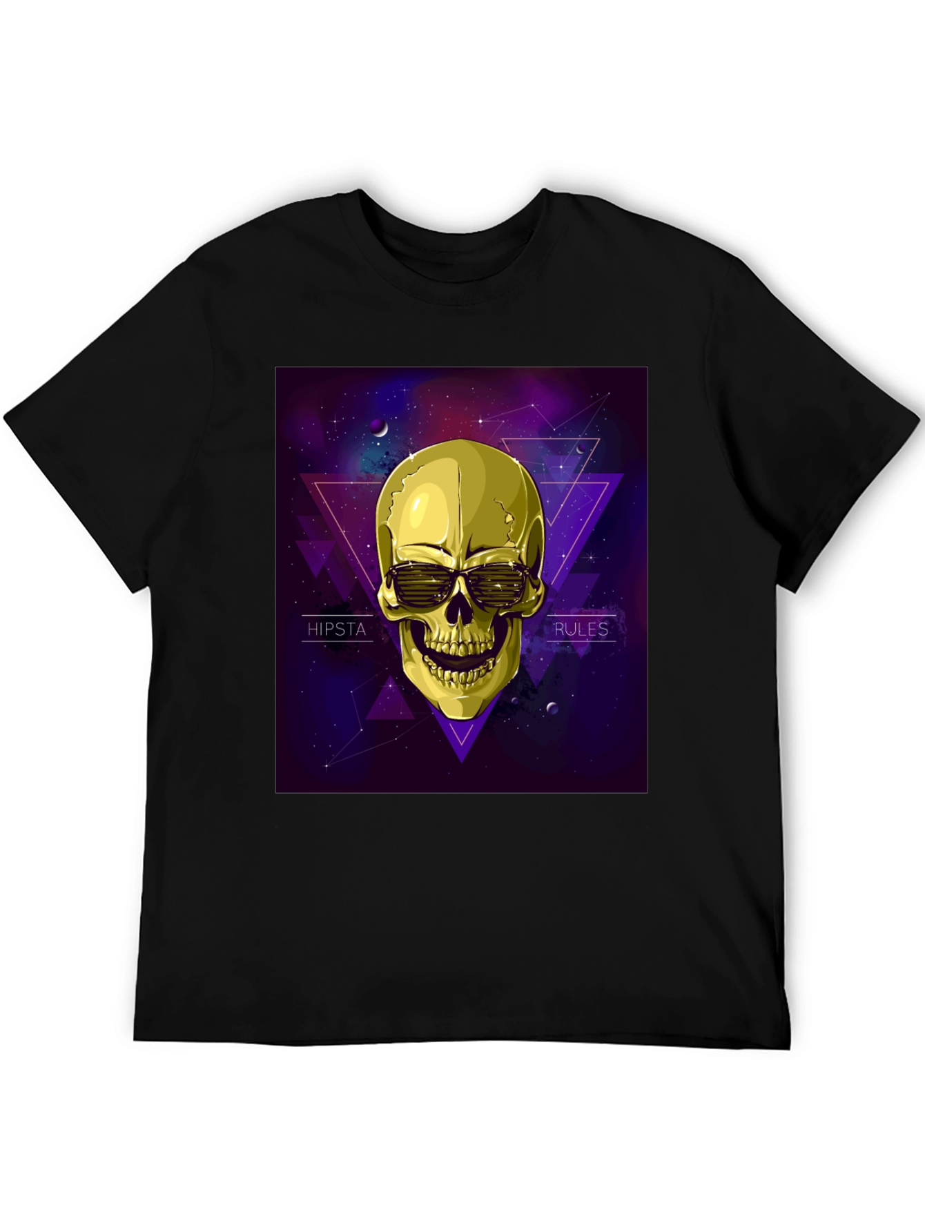 Black Hipster Skull Graphic Tee - Black view 5