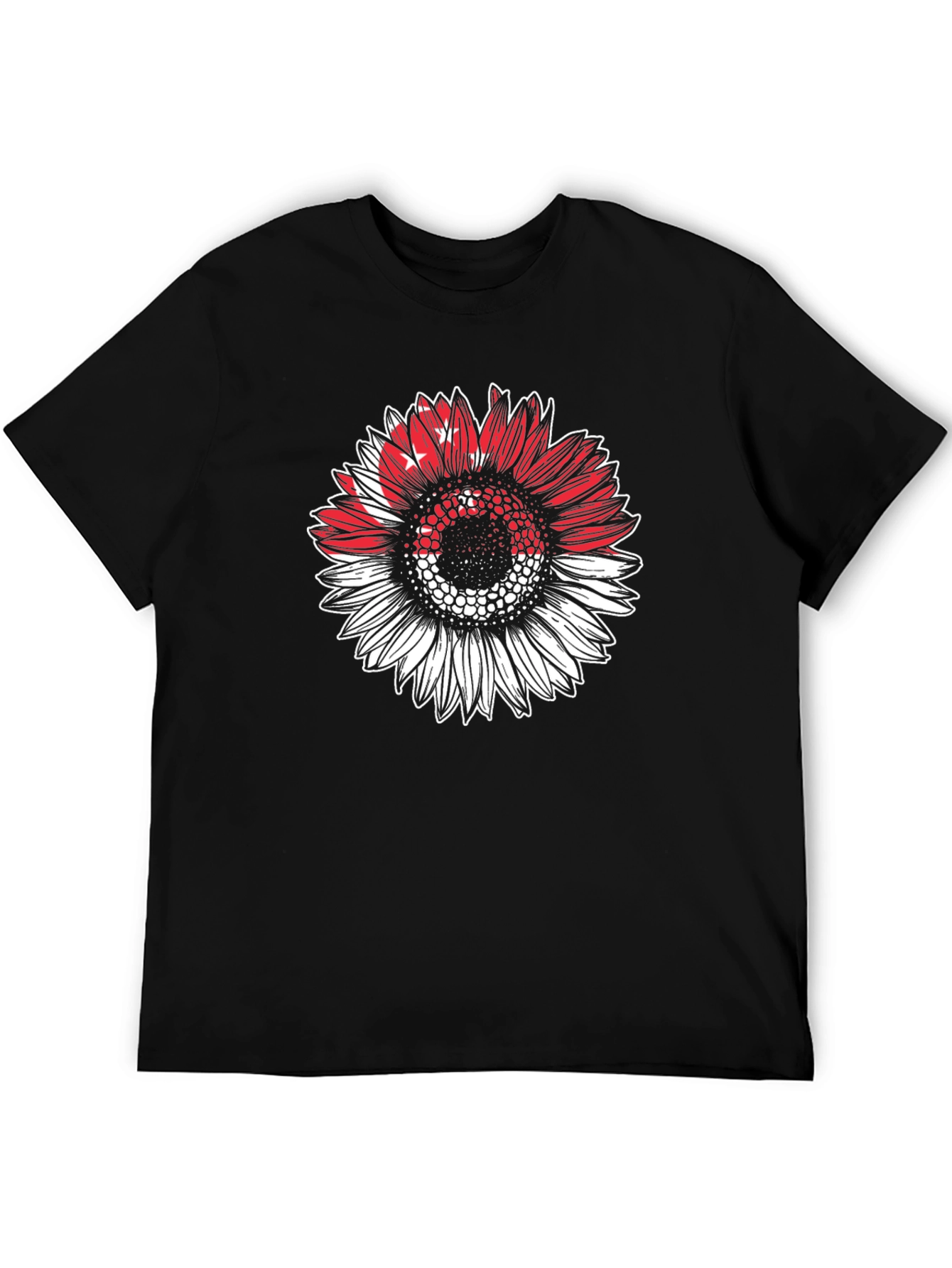 Black Sunflower Singapore Flag T-Shirt view 5
