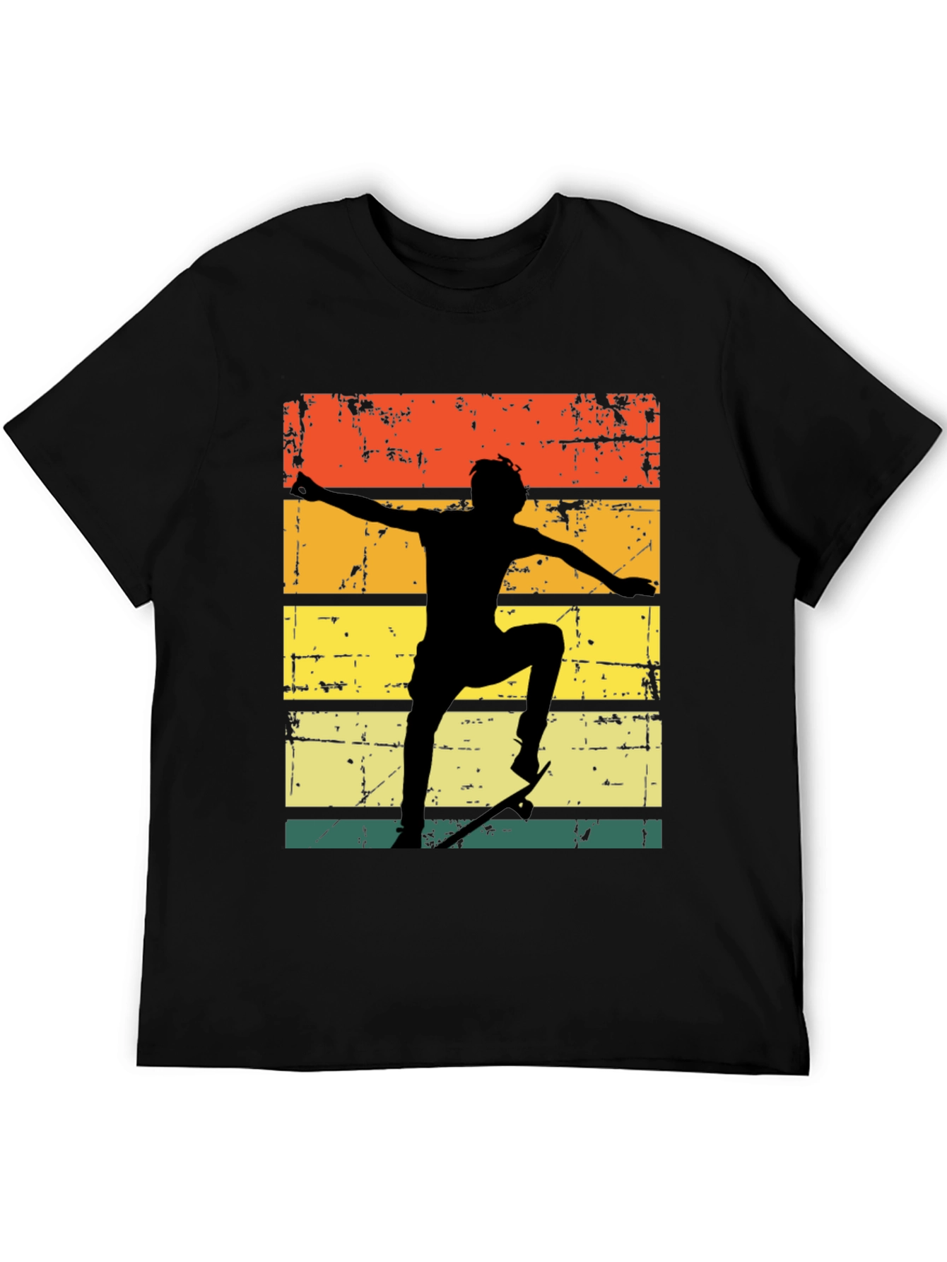 Black Retro Skateboarder Graphic T-Shirt view 5