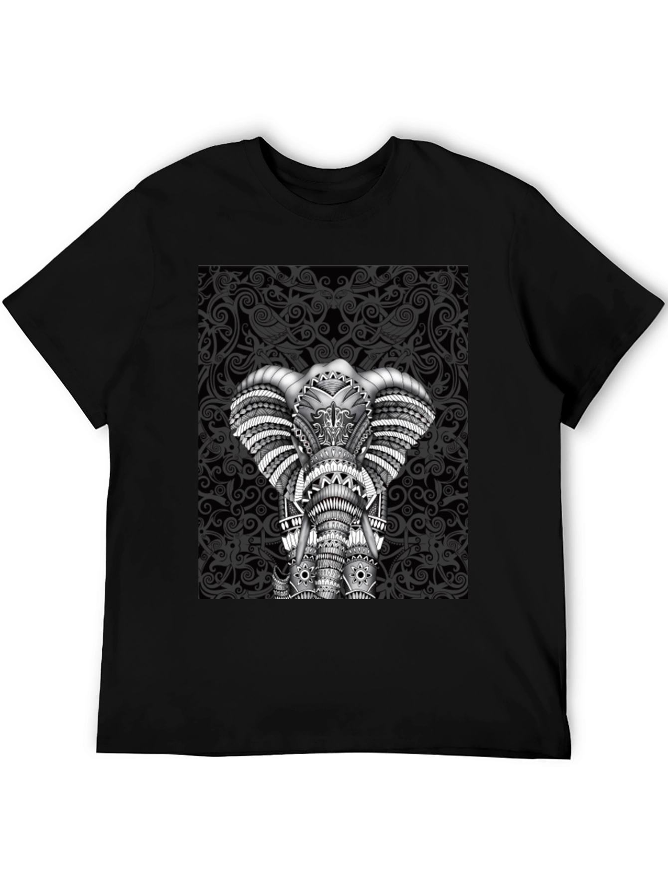 Black Elephant Graphic Tee - Black Crew Neck Shirt view 5