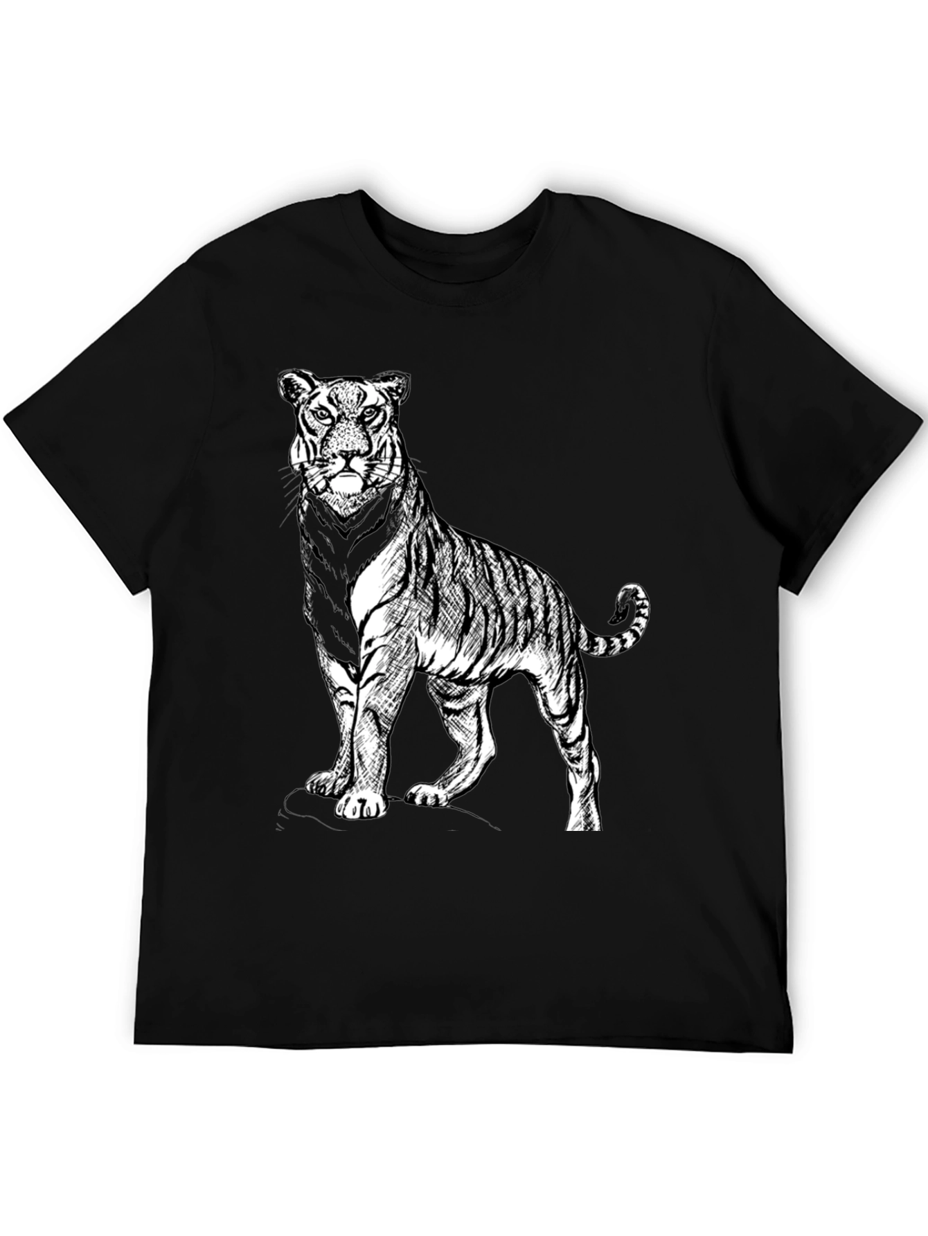 Black Bold Tiger Graphic Tee - Black Cotton Blend Shirt view 5