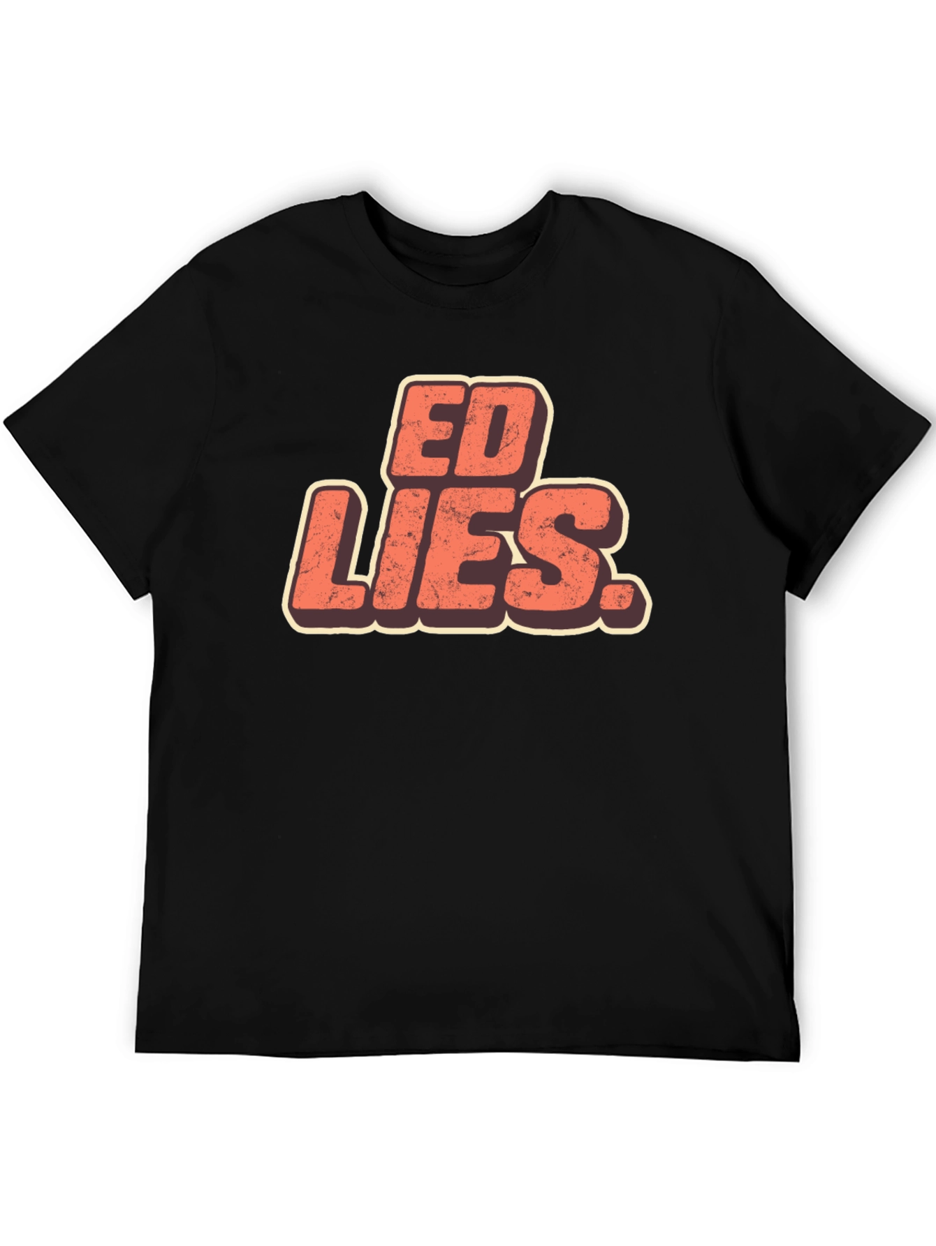 Black Ed Lies T-Shirt - Retro Design Black Tee view 5