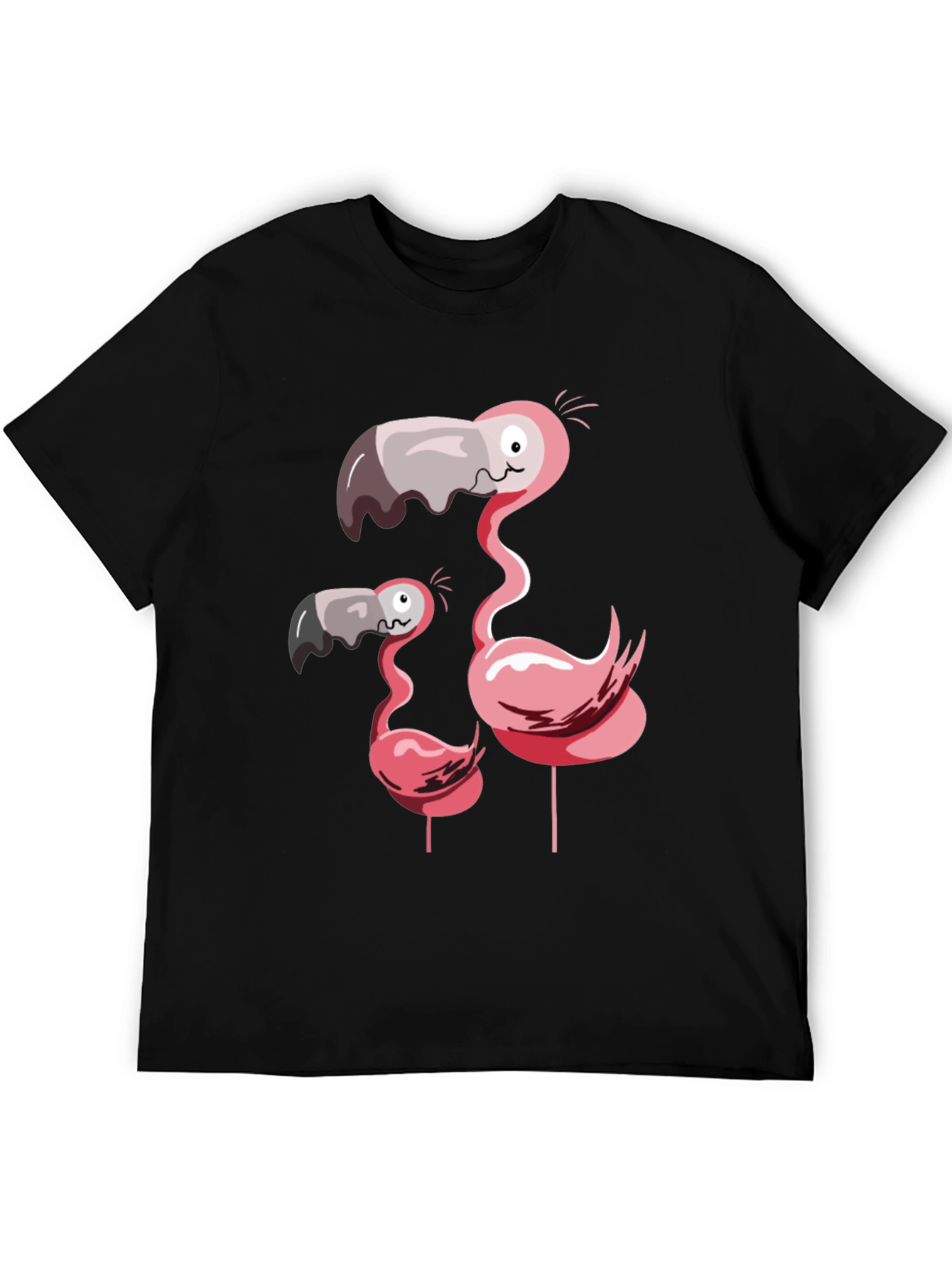 Black Funny Flamingo Family Graphic T-Shirt view 5