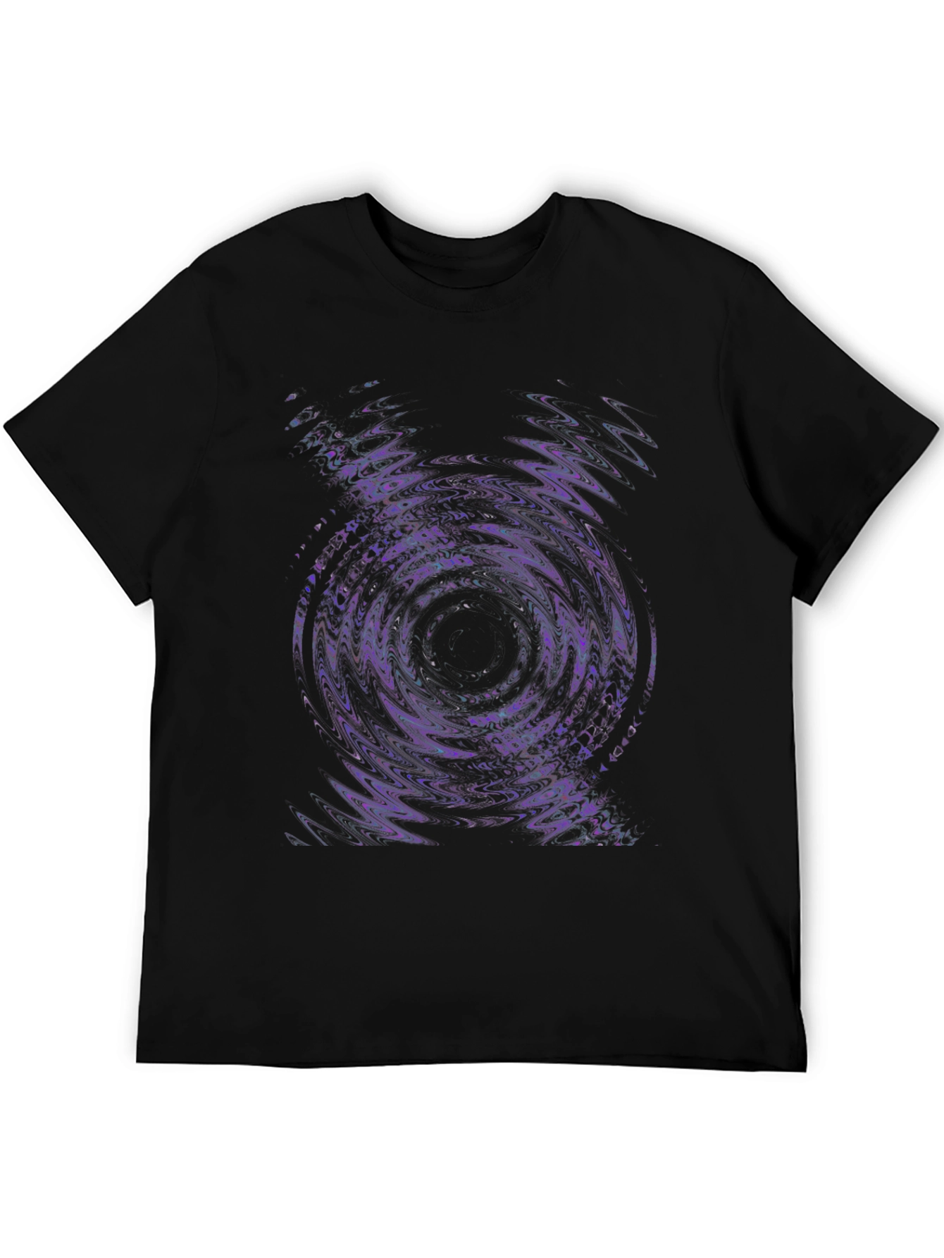 Black Abstract Vortex Graphic Tee - Black Cotton Blend view 5