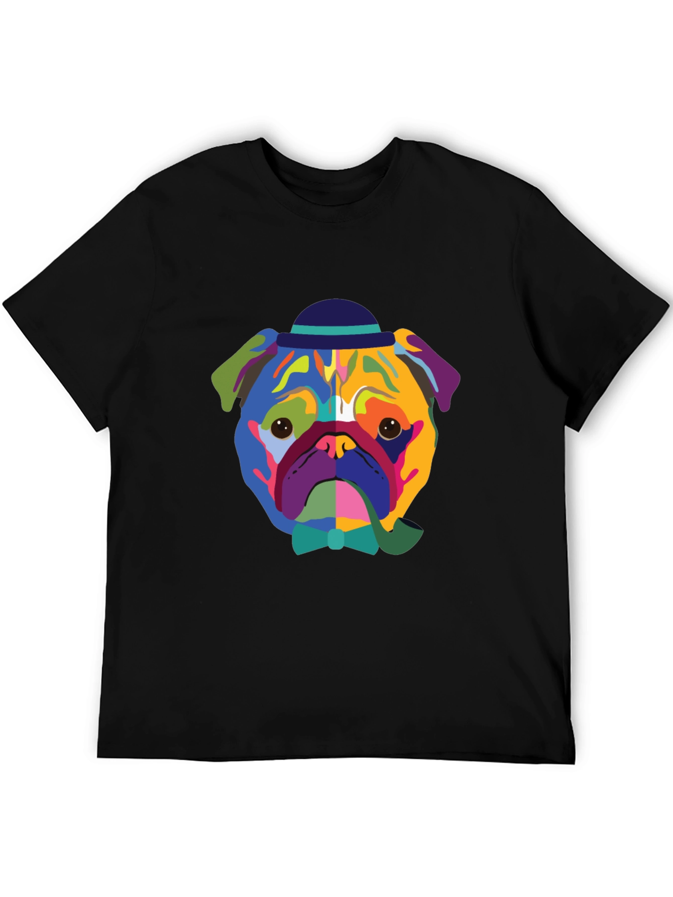 Black Colorful Dog Graphic Tee - Modern Art Style view 5