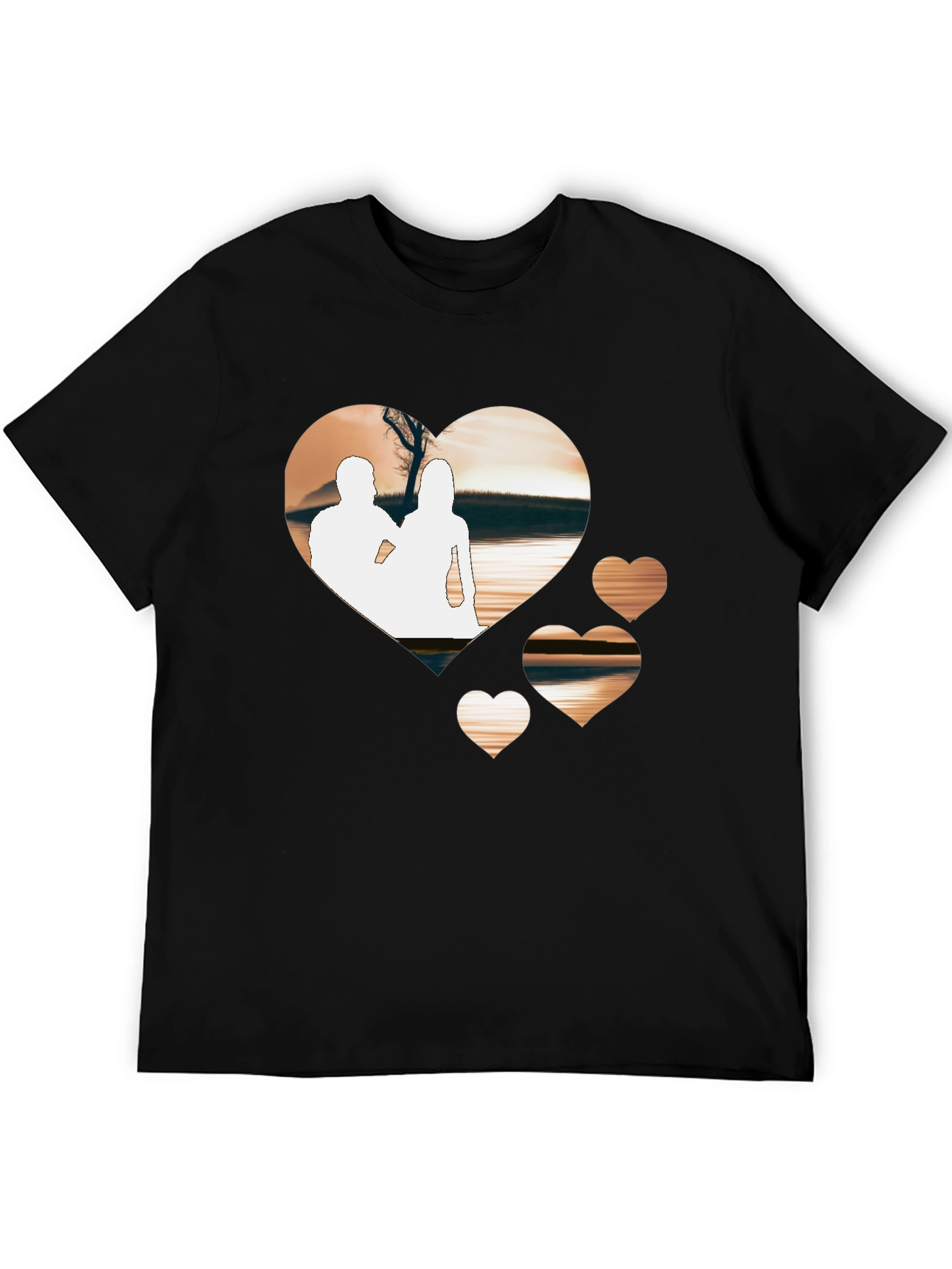 Black Romantic Hearts Graphic T-Shirt - Black view 5