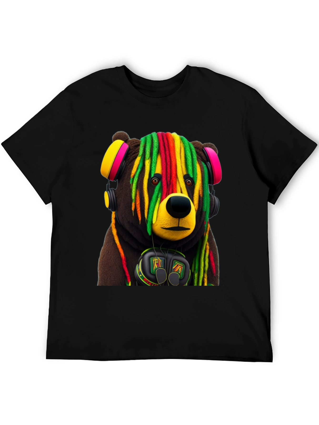 Black Rasta Bear Graphic Tee - Cool Streetwear view 5