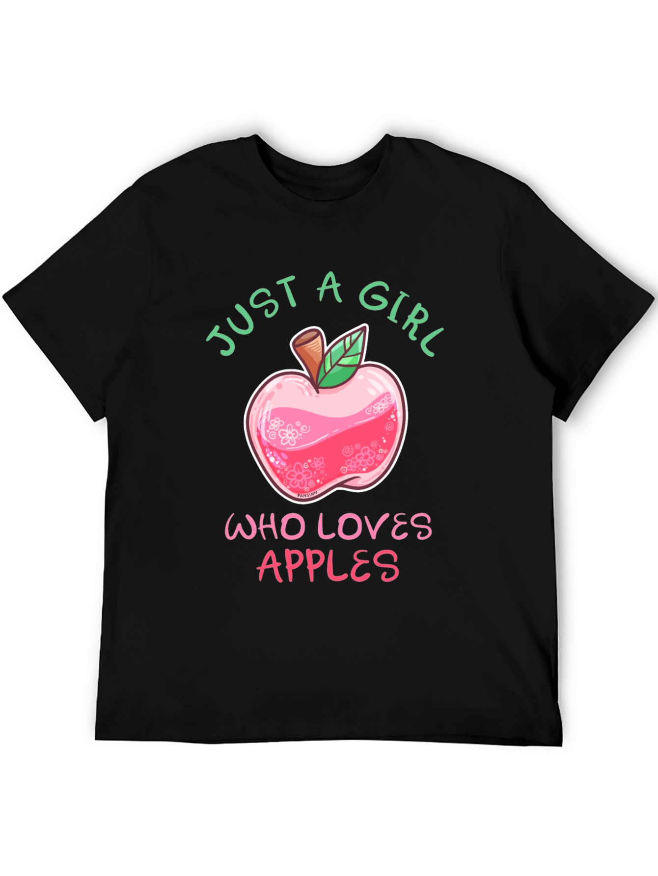 Black Just A Girl Who Loves Apples T-Shirt view 5