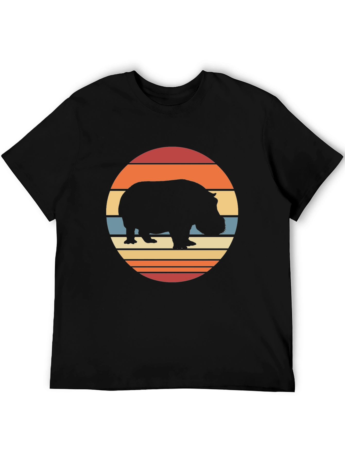 Black Retro Hippo Sunset T-Shirt - Black view 5