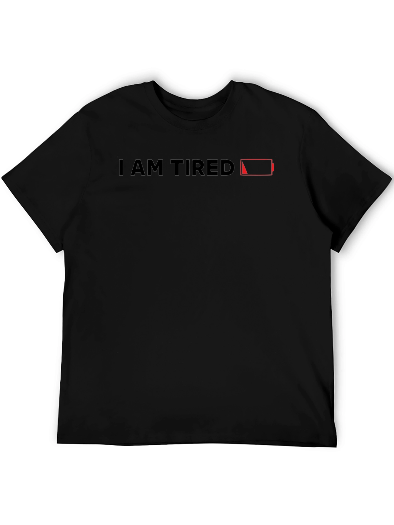 Black I Am Tired Graphic Tee - Low Battery T-Shirt view 5
