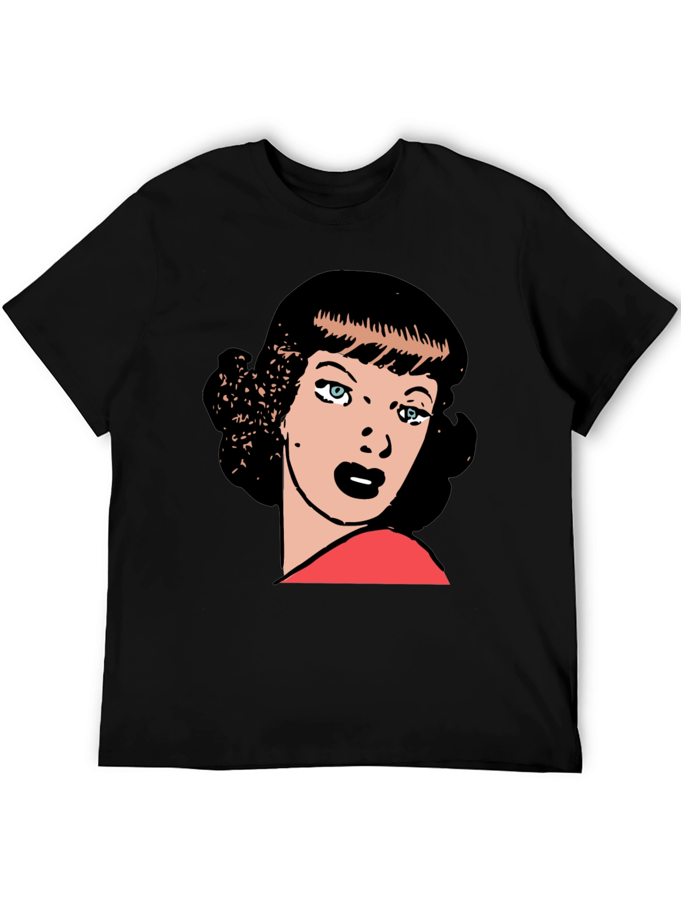 Black Retro Cartoon Woman Graphic T-Shirt view 5