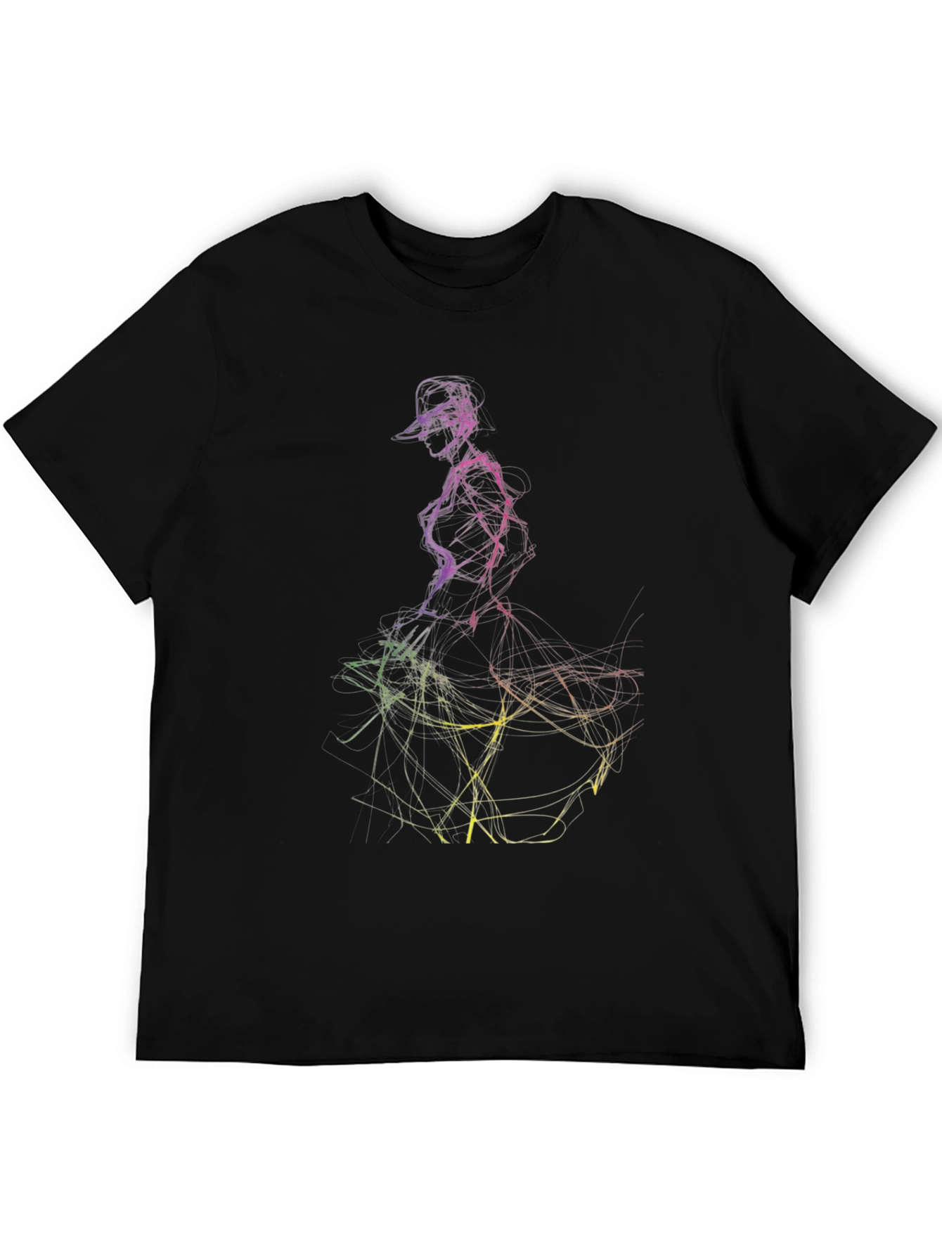 Black Abstract Dancer Graphic Tee - Men's Black T-Shirt view 5