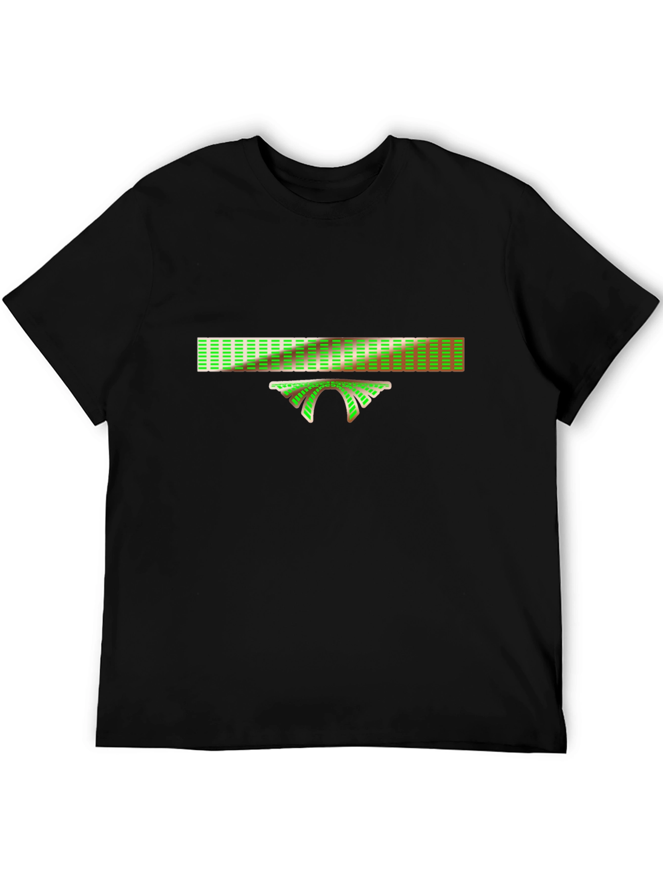 Black Retro Green Bridge Graphic Tee - Cool Design, Black T-Shirt view 5