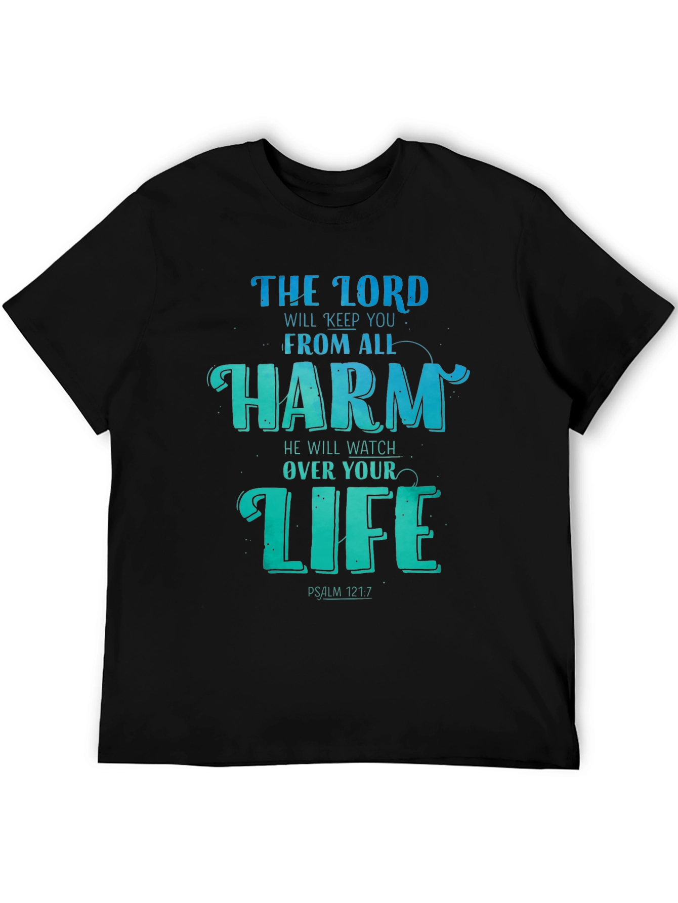 Black Faith-Based T-Shirt - Psalm 121:7 Graphic Tee view 5