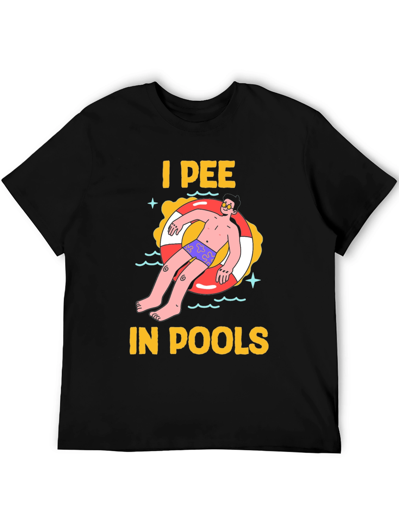 Black I Pee in Pools Graphic Tee view 5