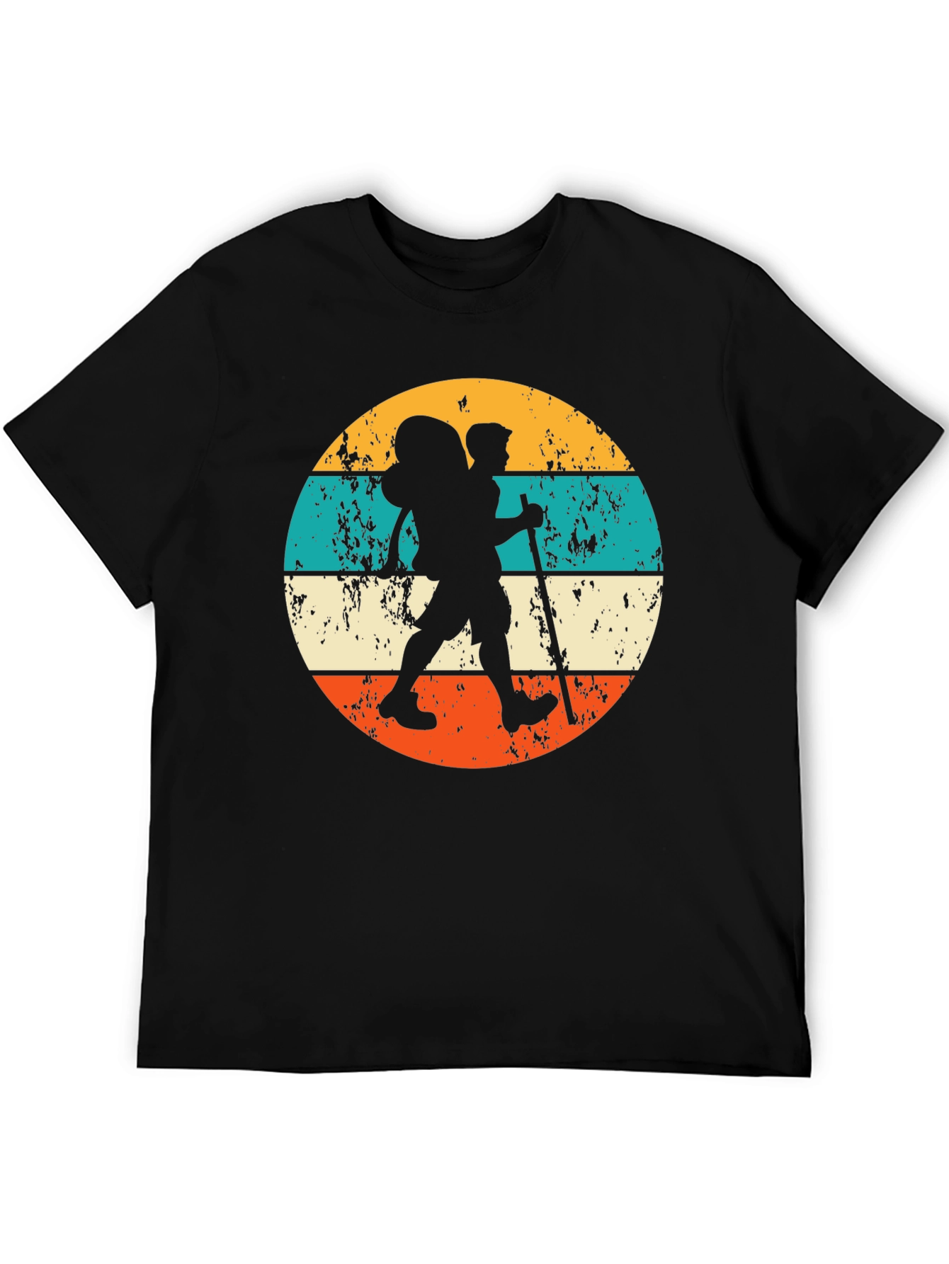 Black Hiking Retro T-Shirt - Vintage Outdoor Adventure Tee view 5
