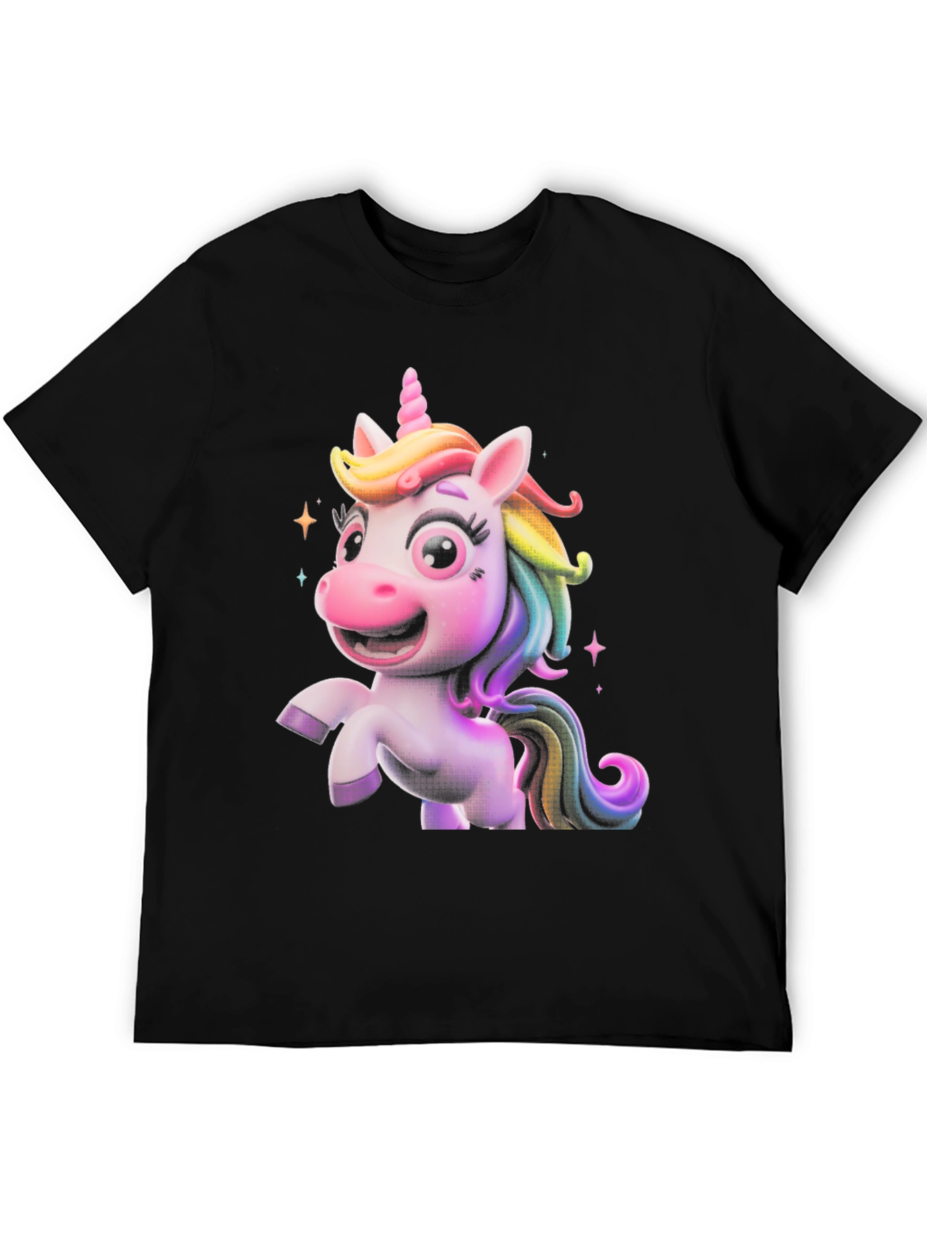 Black Cute Unicorn Graphic Tee - Black T-Shirt view 5
