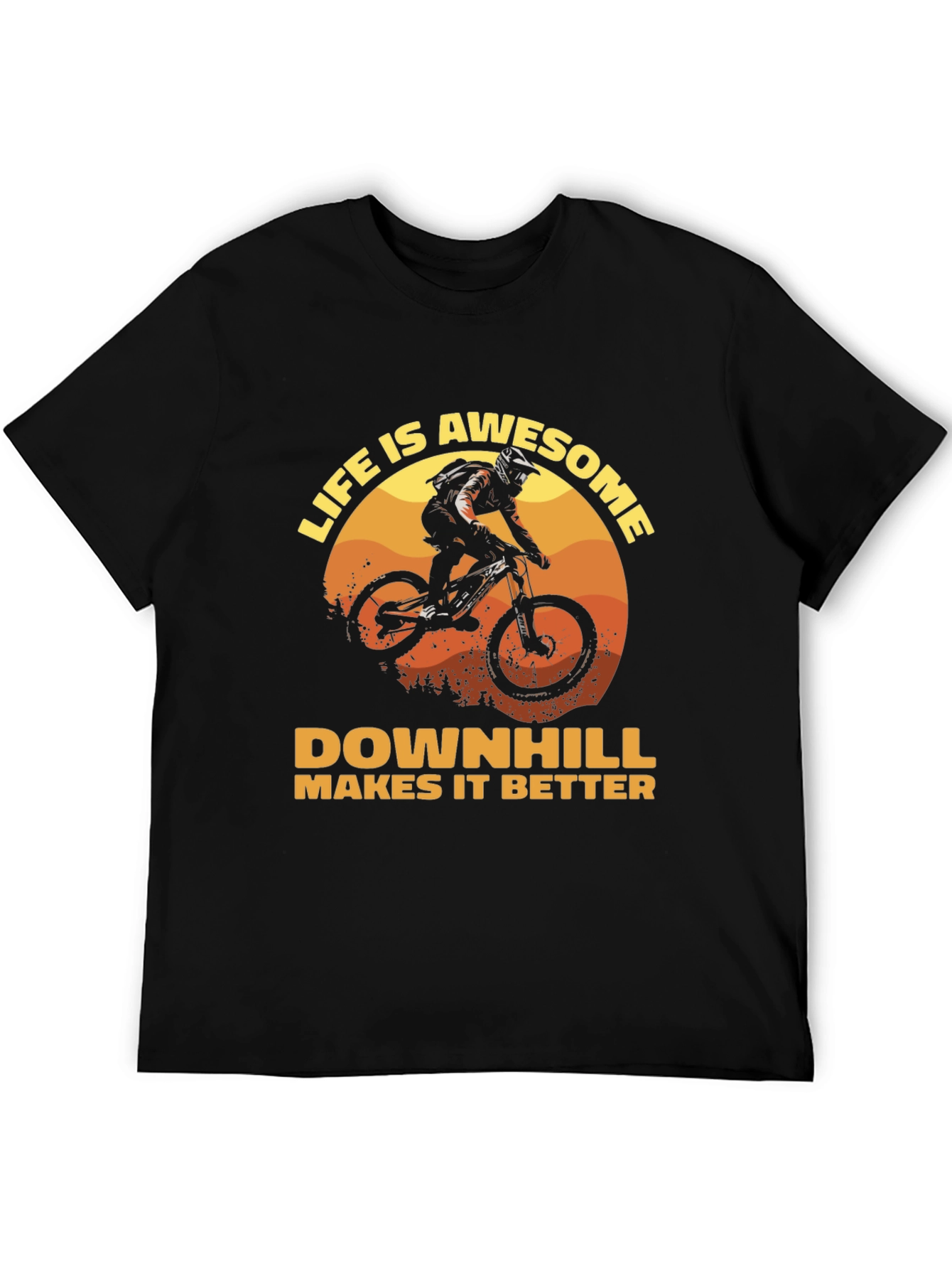 Black Life is Awesome Downhill Bike Graphic T-Shirt view 5