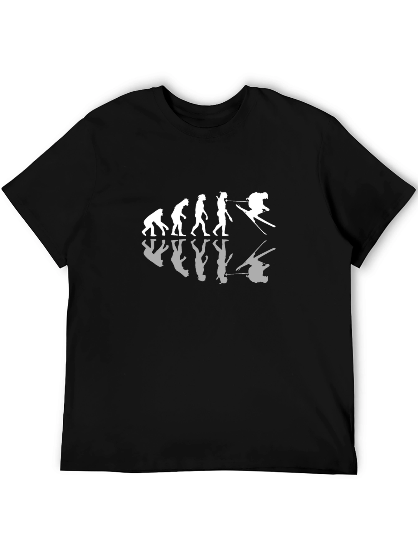 Black Ski Evolution T-Shirt - Black Cotton Tee view 5