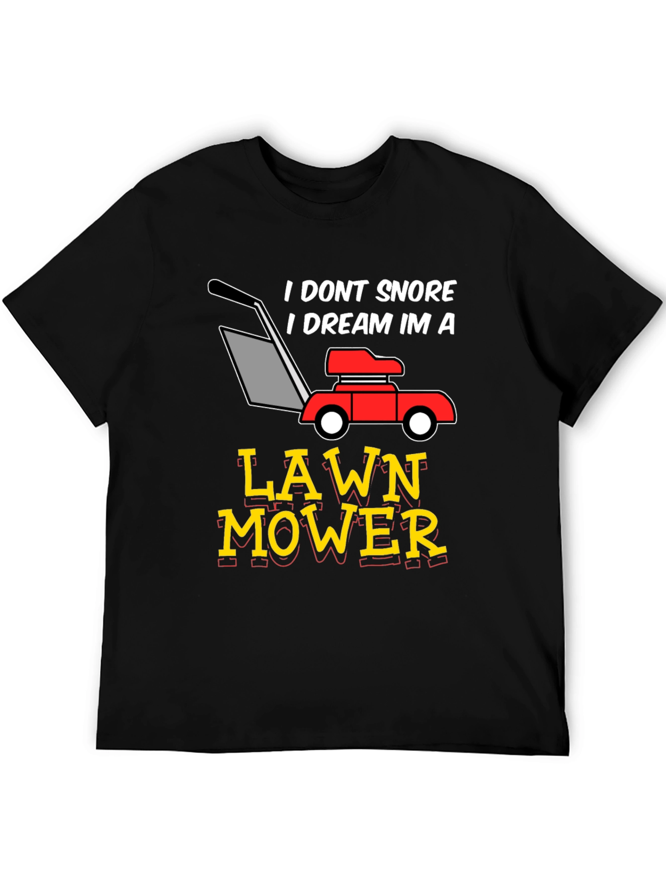 Black Dream Lawn Mower Graphic Tee - Humorous Snoring Shirt view 5