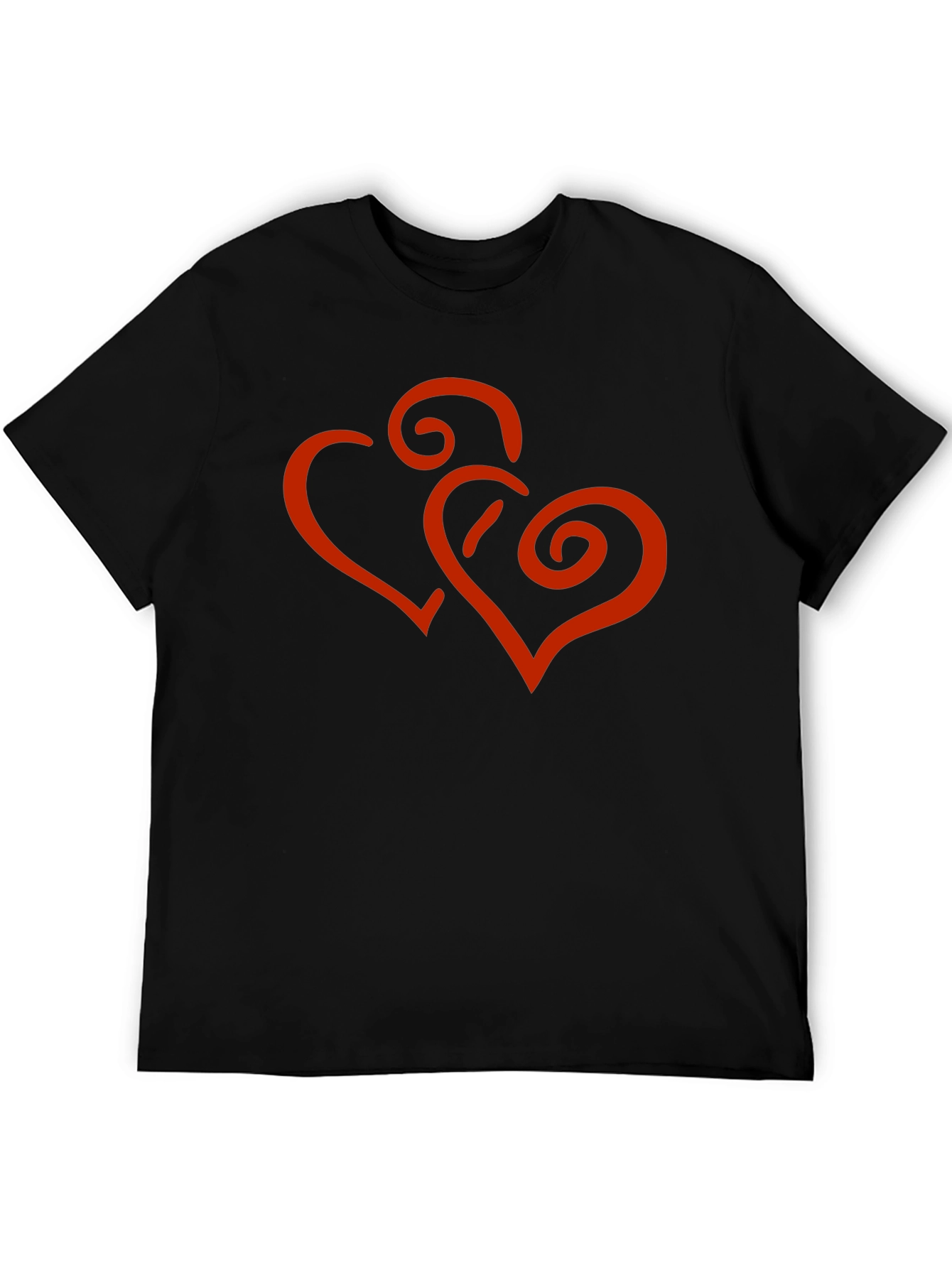 Black Stylish Black Tee with Red Heart Design view 5