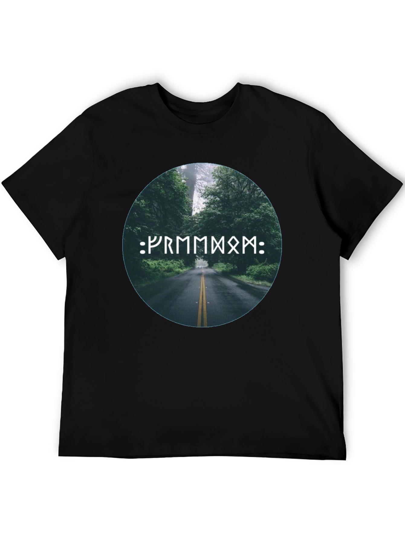 Black Nature Road Rune Black T-Shirt view 5